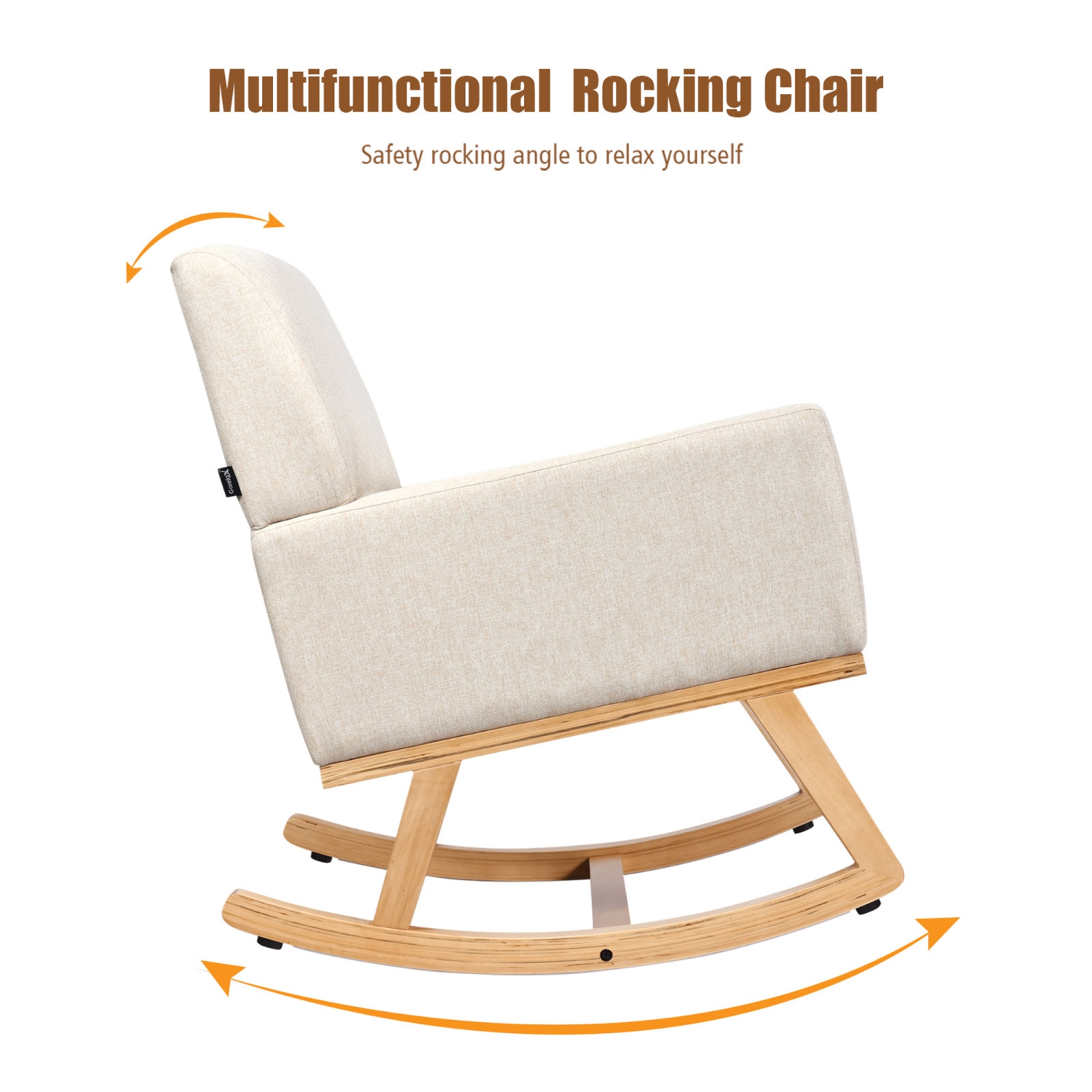 Gymax Rocking Chair Rétro Années 50 en Tissu Rembourré
