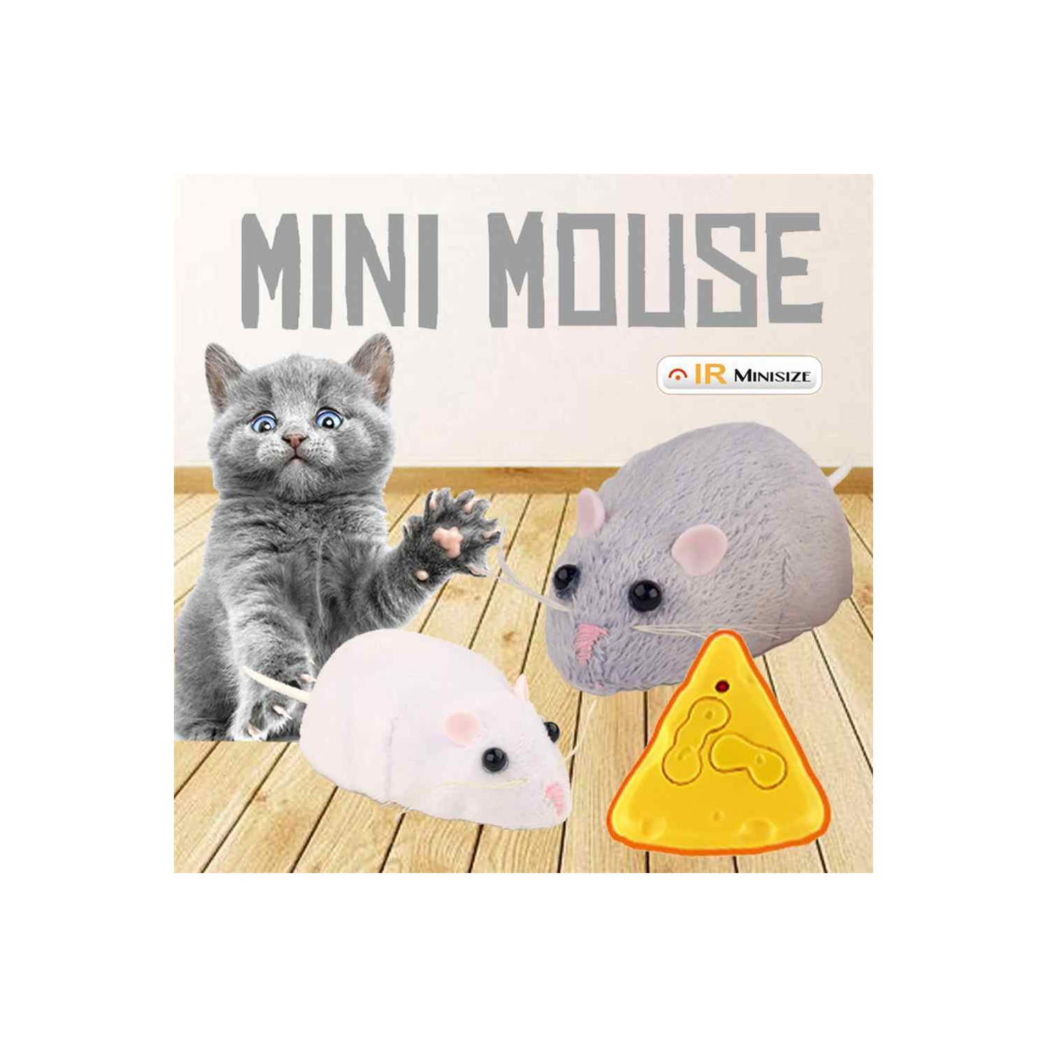 Tradeopia Wireless Remote Control Gray Mouse Fluffy Electronic Mouse Toy to play with Cats