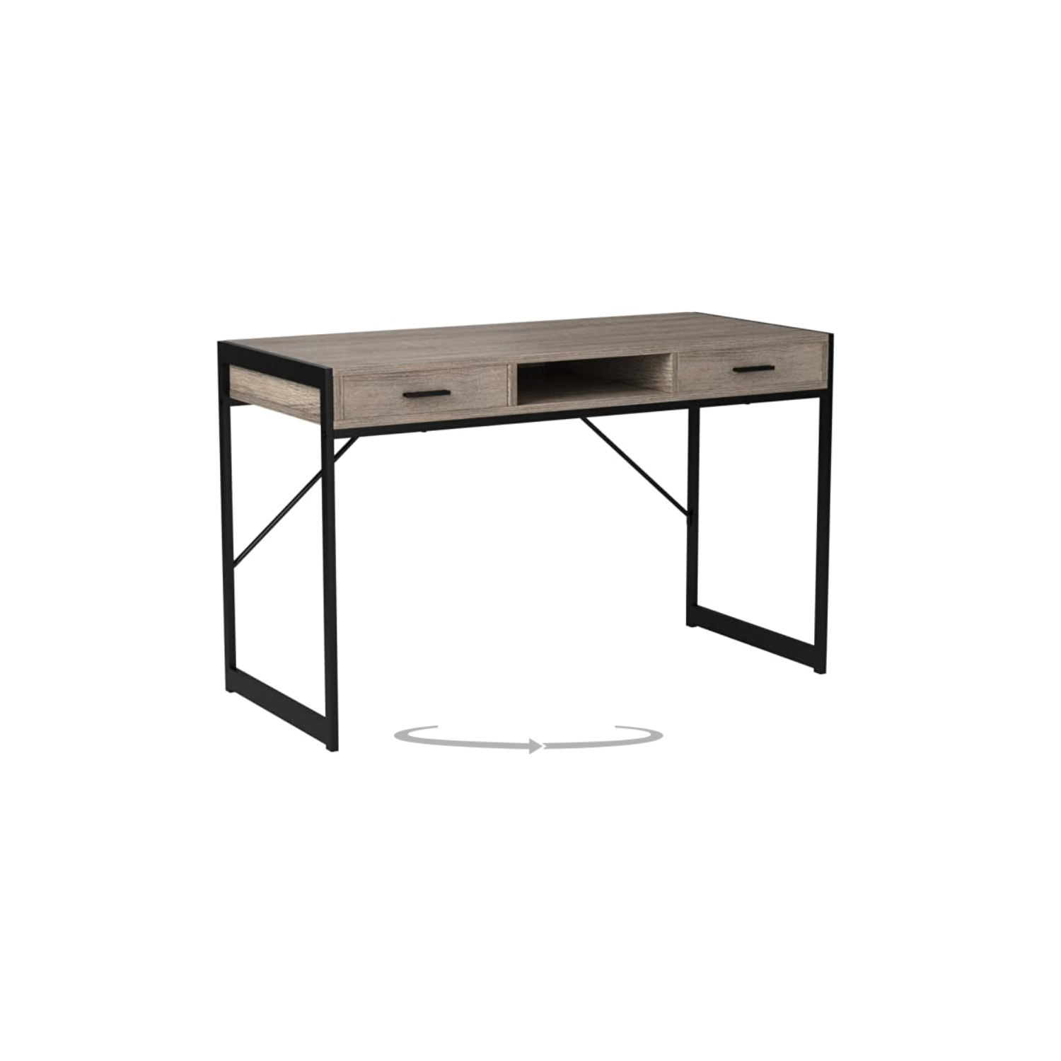 BUREAU d’ordinateur - 48 l/taupe foncé/métal noir