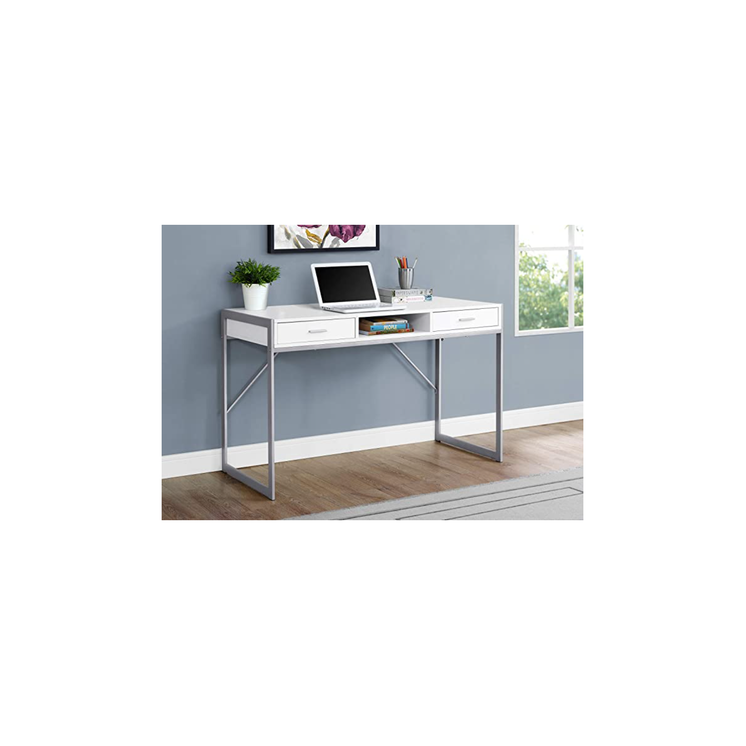 Specialties Computer DESK-48 L/White/Silver Metal