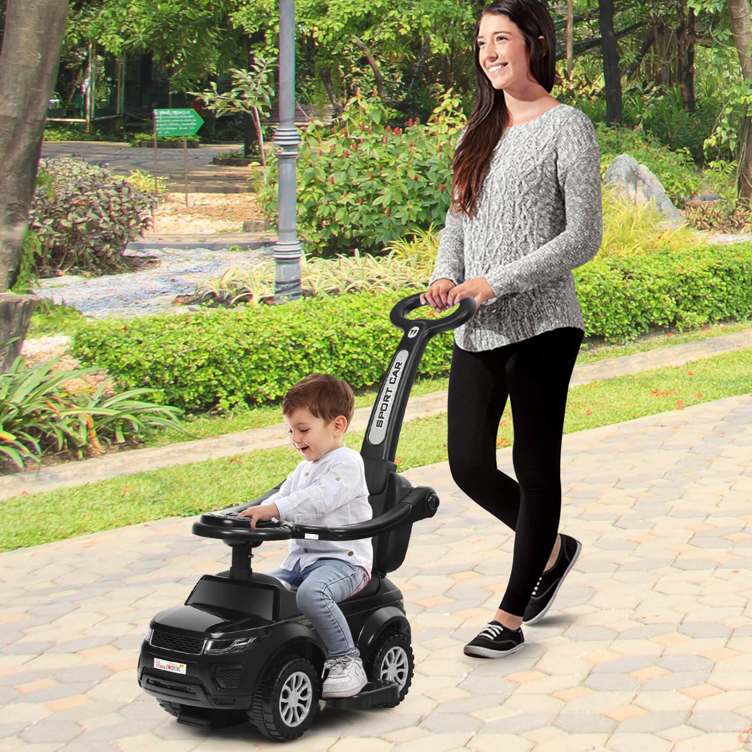 Costway 3 in 1 Ride on Push Car Toddler Stroller Sliding Car w/Music