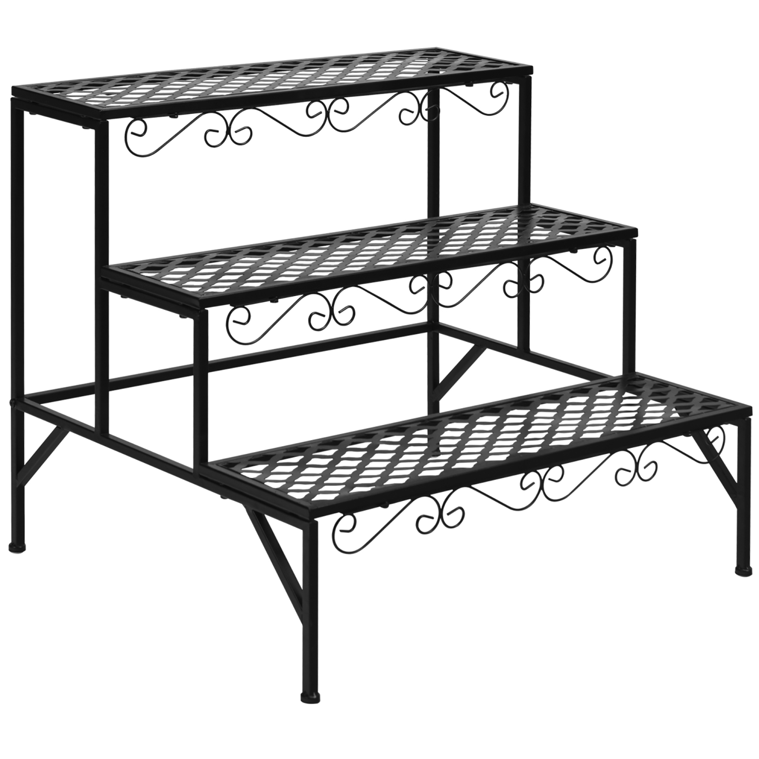 Costway 3 Tiers Metal Plant Stand Ladder Flower Pot Rack Decorative Planter Holder