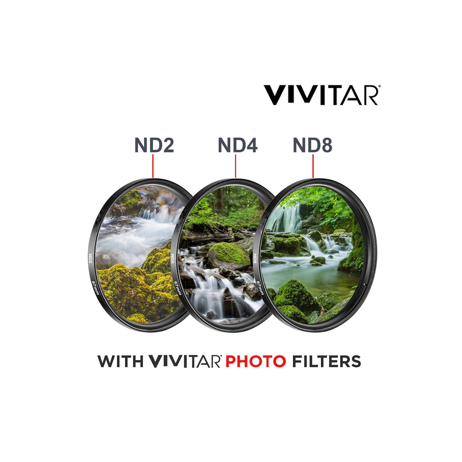 VIVITAR 82mm ND 3pc Filter Kit ND2 ND4 ND8