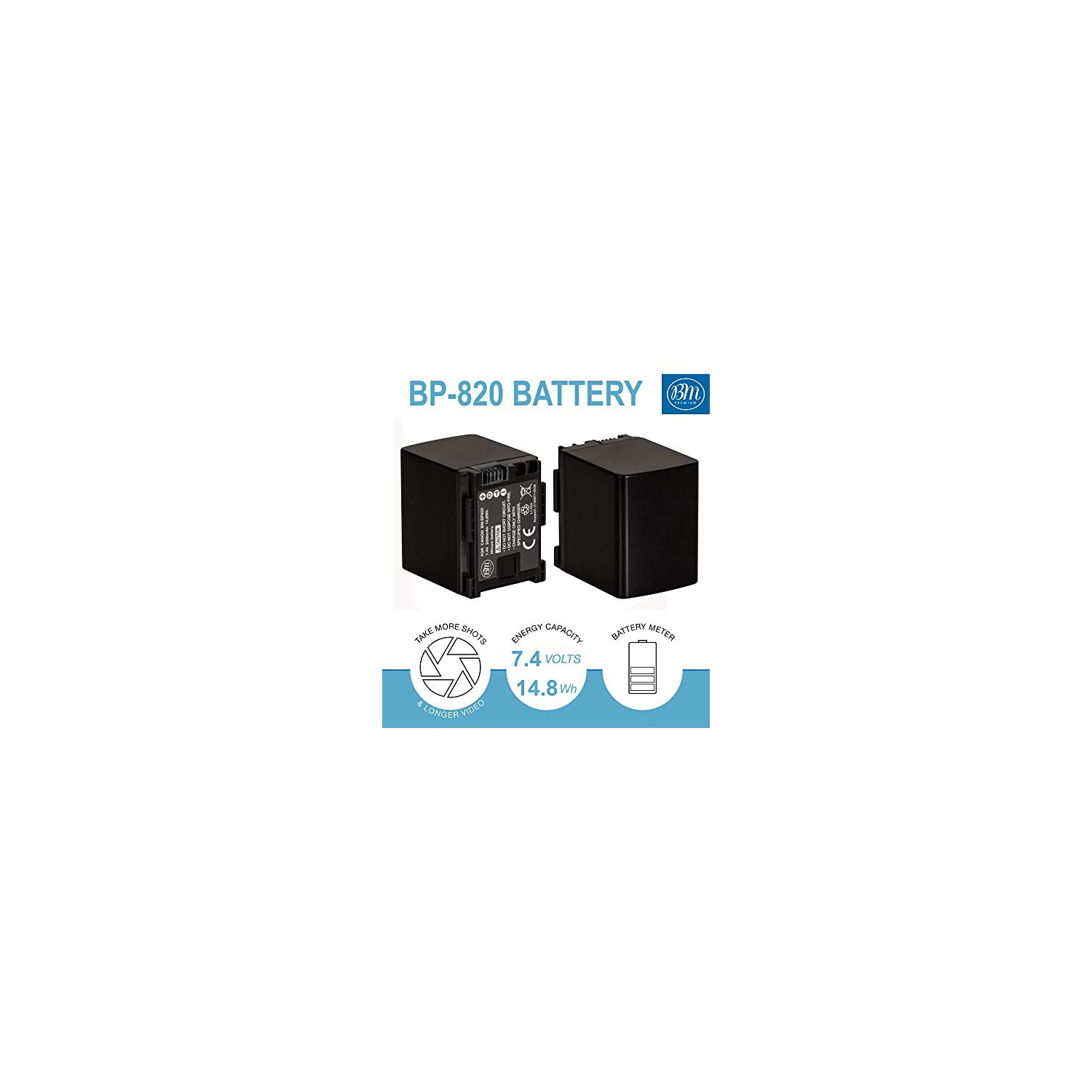 BM Premium BP-820 Battery for Canon VIXIA HFG10, HFG20, HFG30, HFG40, HFM30, HFM31, HFM32, HFM300, HFM301, HFM40, HFM41, HF...