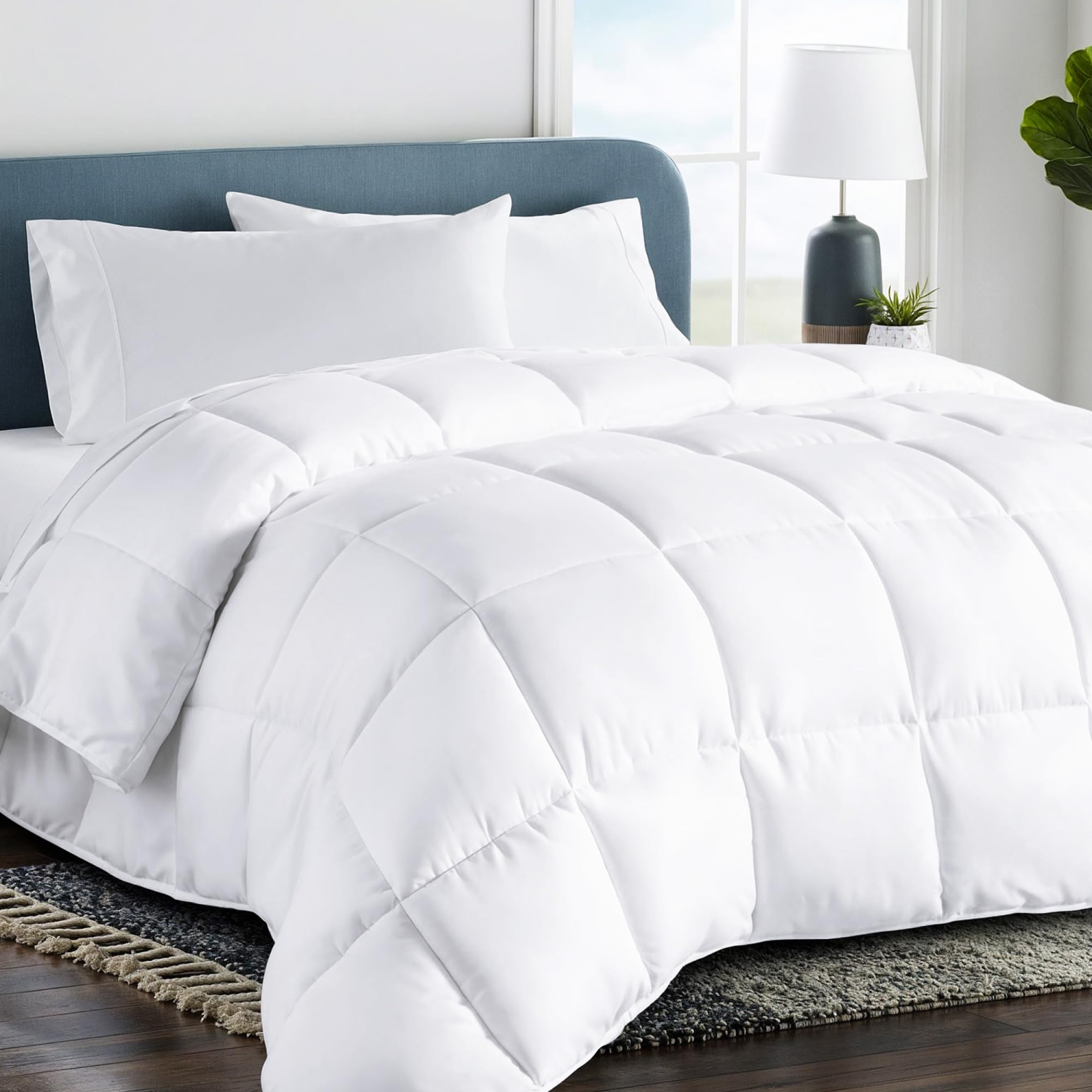 Housse de douillette en microfibre de lin canadien, 66 x 90&nbsp;po, légère et perméable à l'air, cousue à carreaux, douce et confortable, lavable