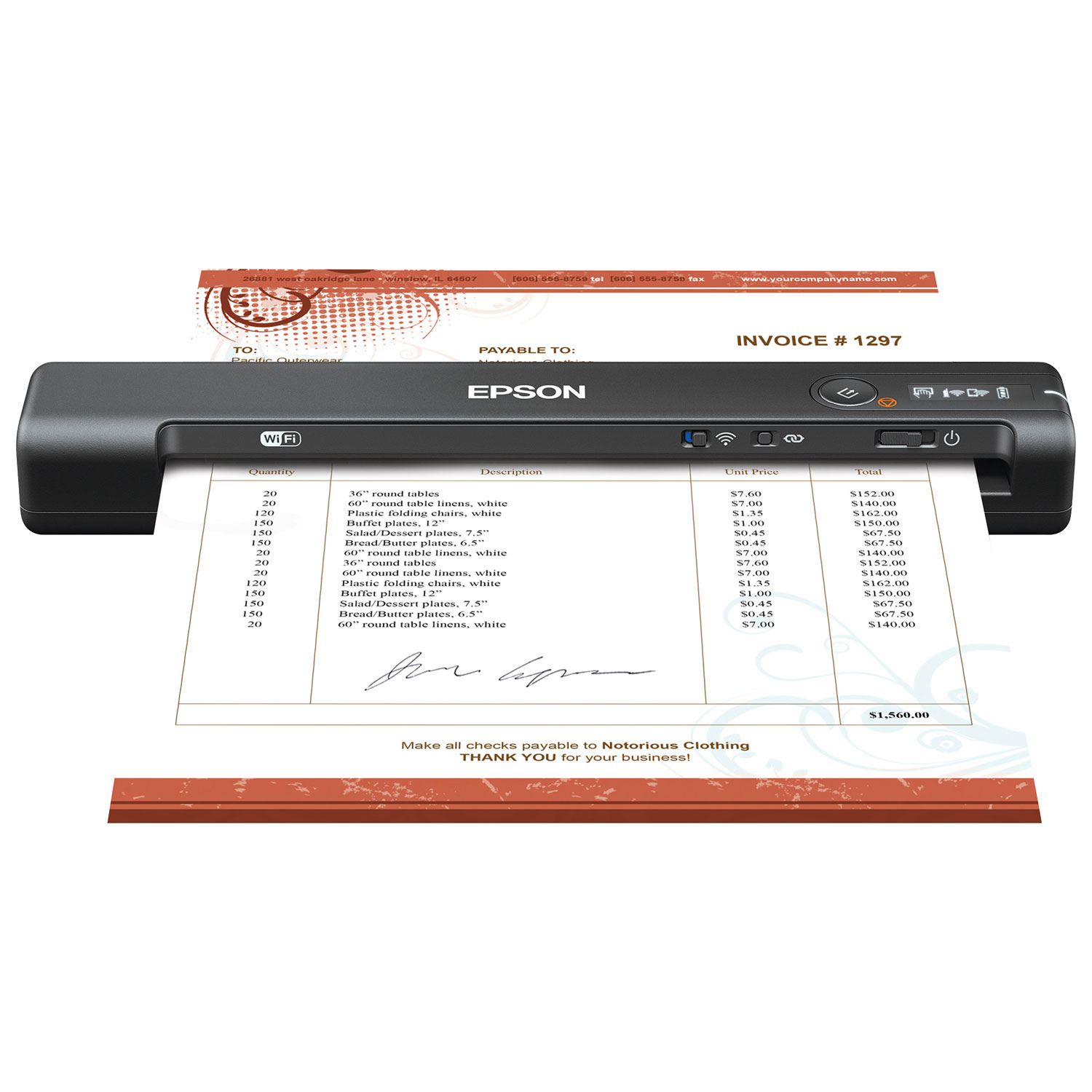 Epson WorkForce ES-60W Wireless Portable Document Scanner
