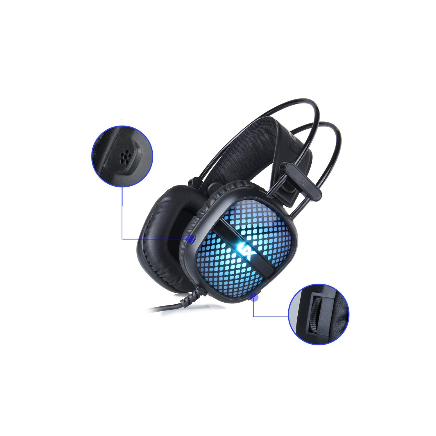 Gaming Headset 7 Color LED Backlight 3.5mm Stereo Over-Ear Headphones with Mic - axGear