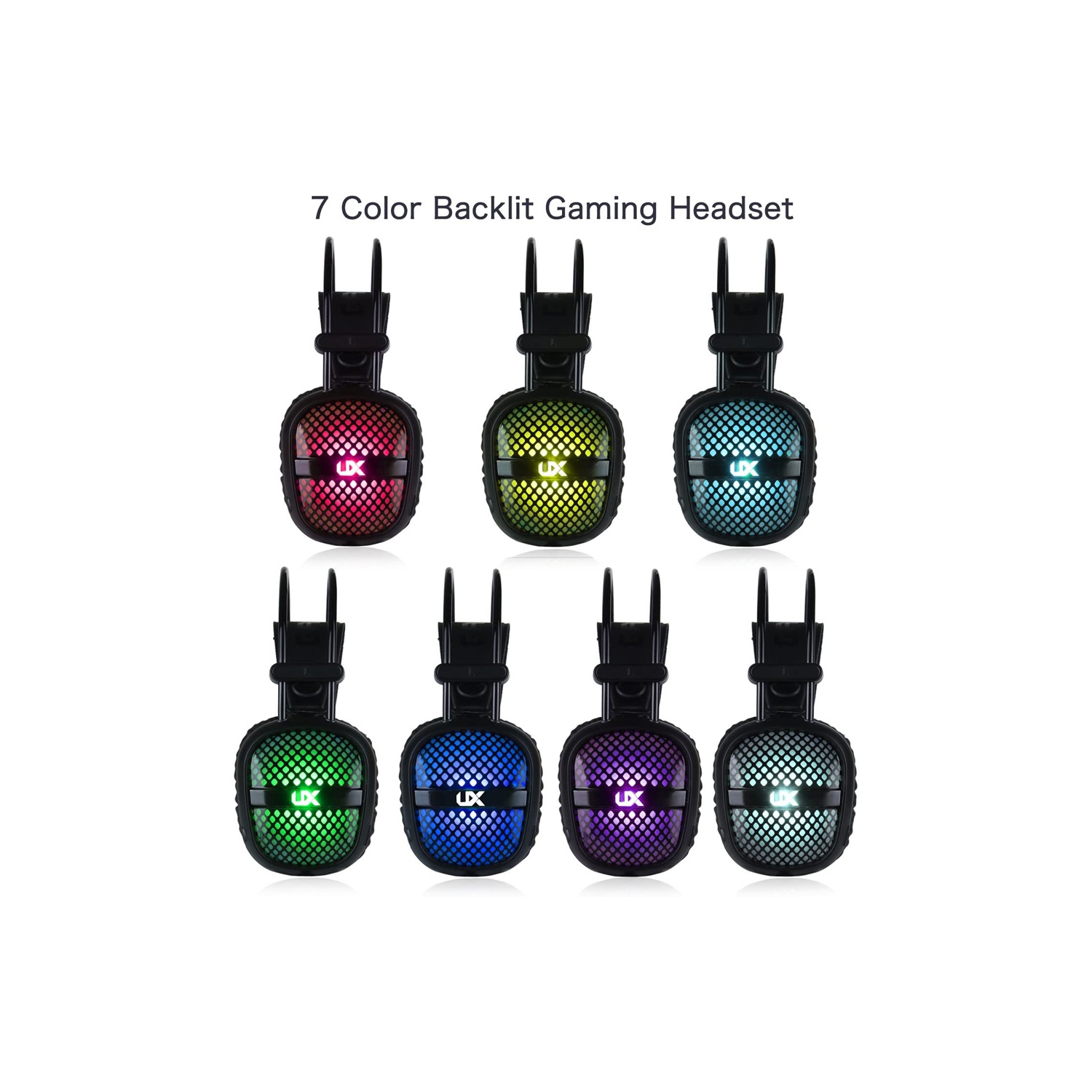 Gaming Headset 7 Color LED Backlight 3.5mm Stereo Over-Ear Headphones with Mic - axGear