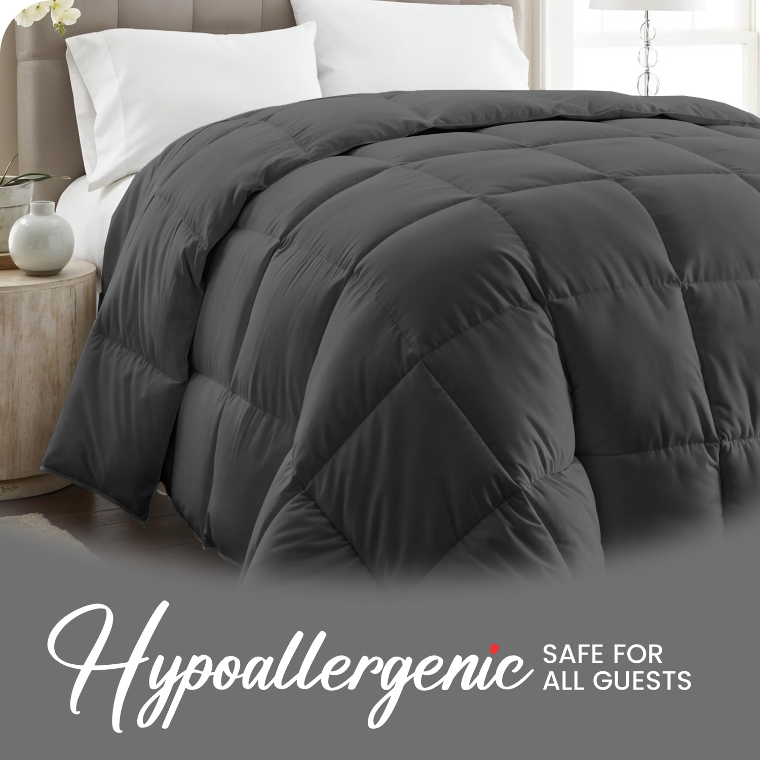 Canadian Linen Microfiber Comforter 60"x90" Box Stitched Cozy Warm Fluffy Luxury Hotel Down Alternative Hypoallergenic Breathable Duvet Set Grey, Twin