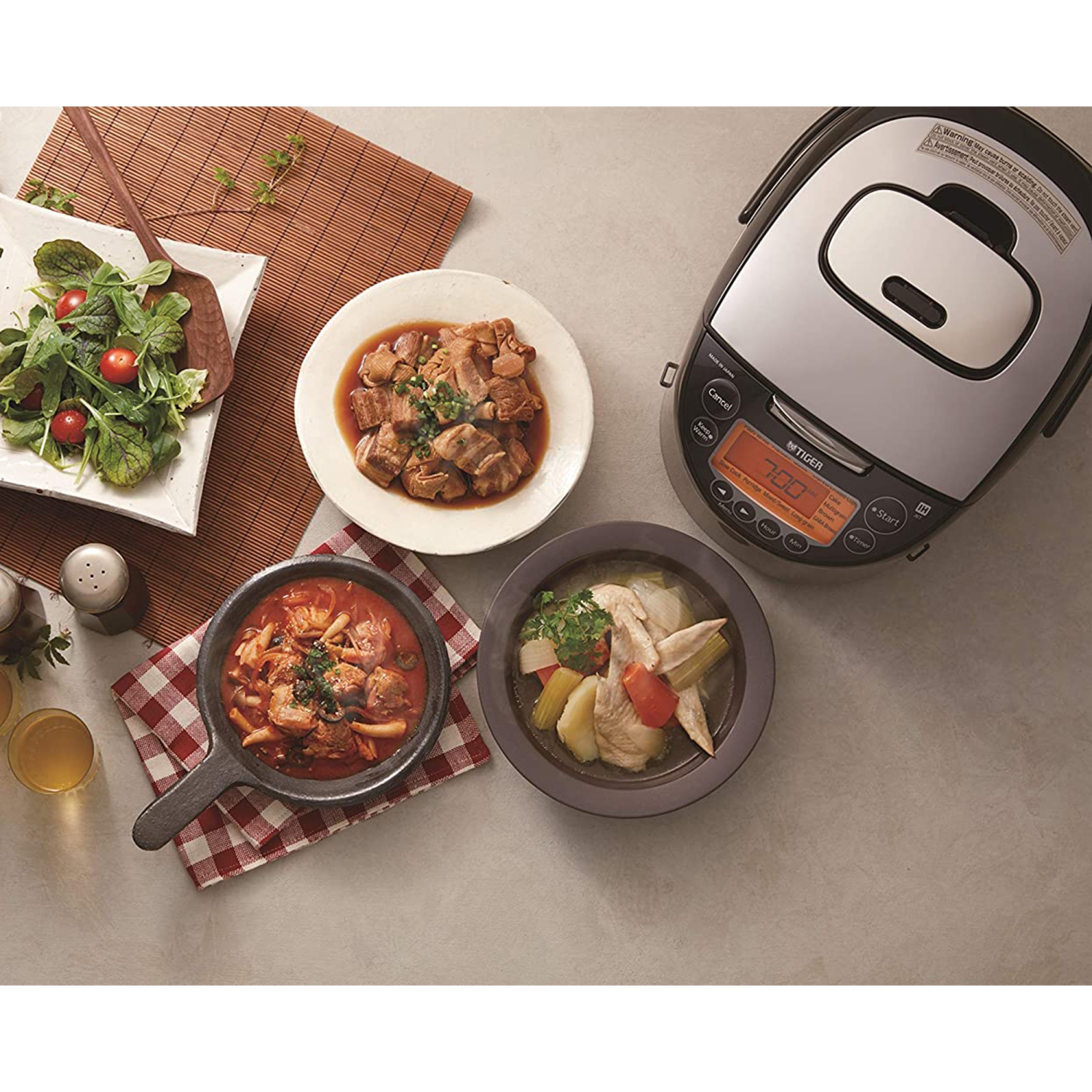 Tiger – Cuiseur à riz IH multifonction en acier inoxydable JKT-D, 5.5 tasses