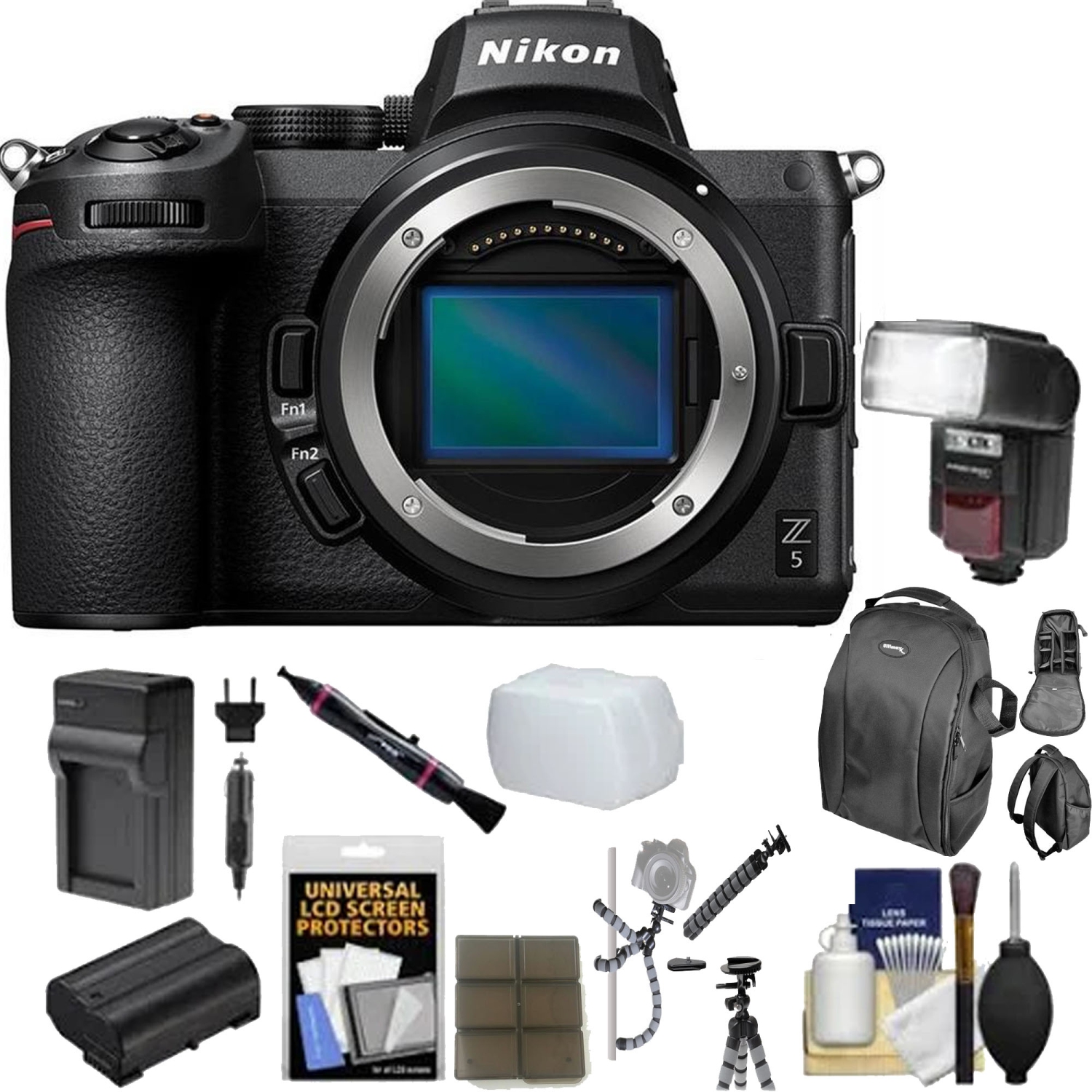 Nikon Z 5 Mirrorless Digital Camera with Backpack, Flash, Battery, Charger Kit USA