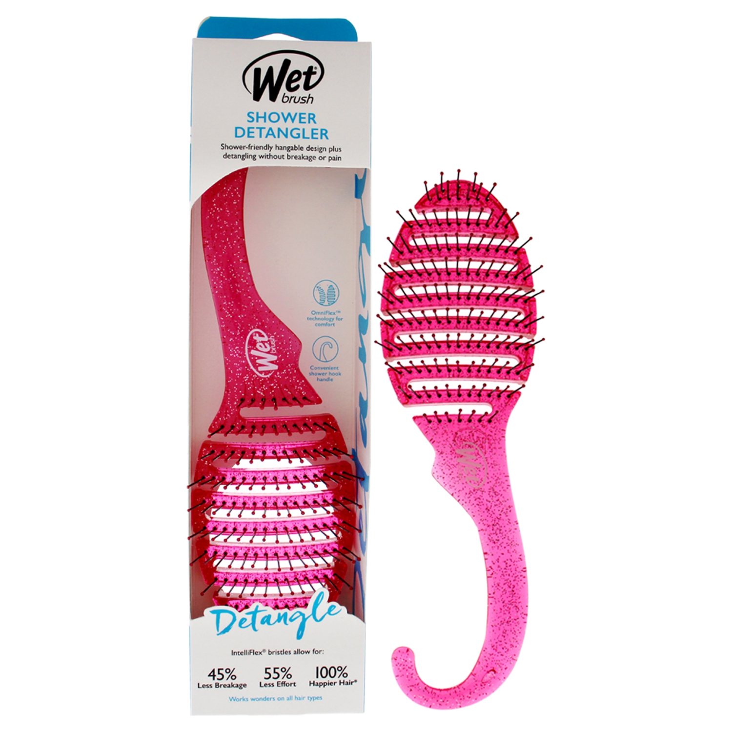 Pinceau démêlant pour la douche - Paillettes roses par Wet Brush pour unisexe - 1 brosse à cheveux