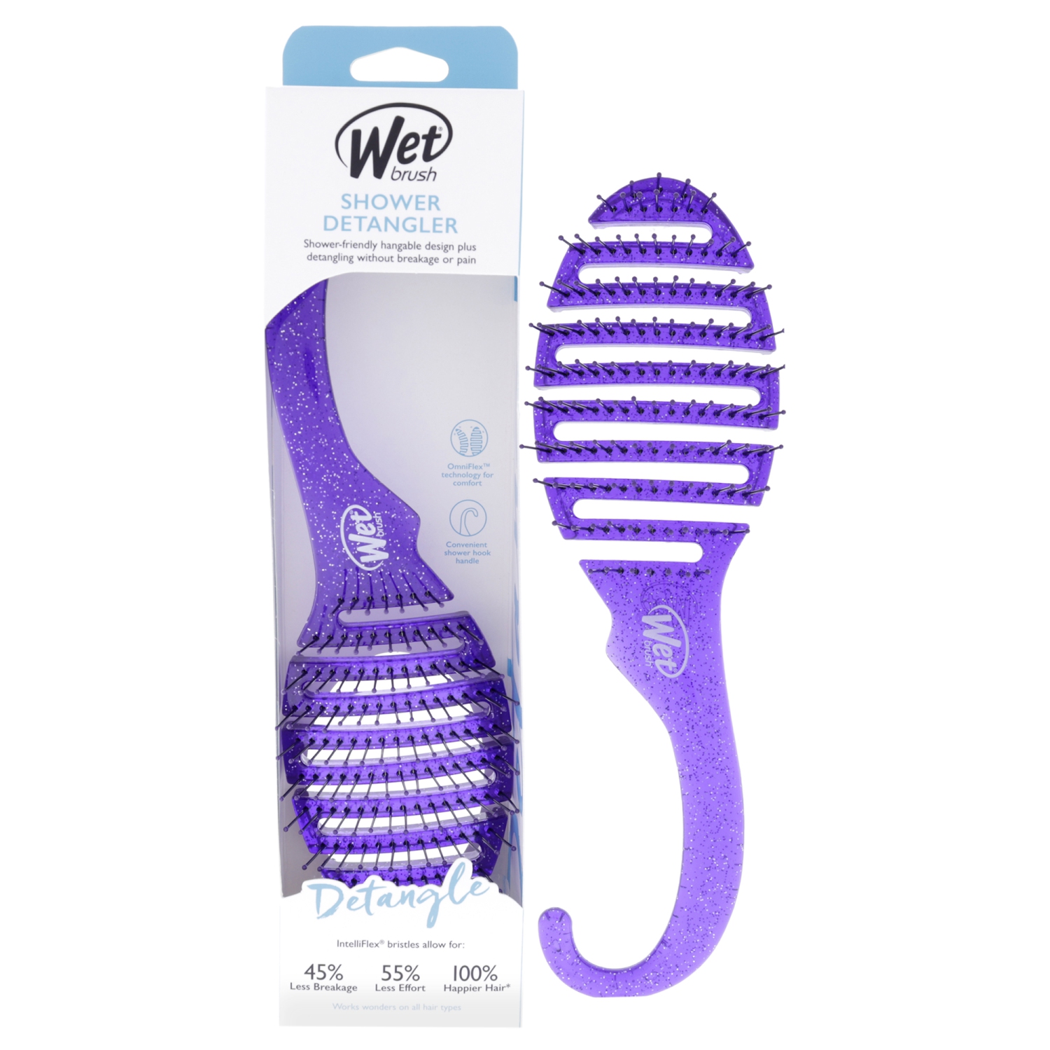 Shower Detangler Brush - Purple Glitter by Wet Brush for Unisex - 1 Pc Hair Brush