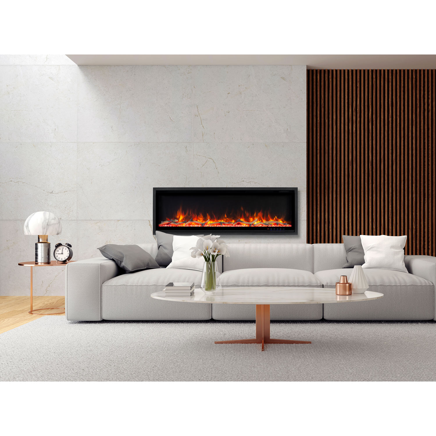 Paramount Kennedy II Commercial Grade Recessed and Surface Mounted Electric Fireplace EF-WM502 42 Black 