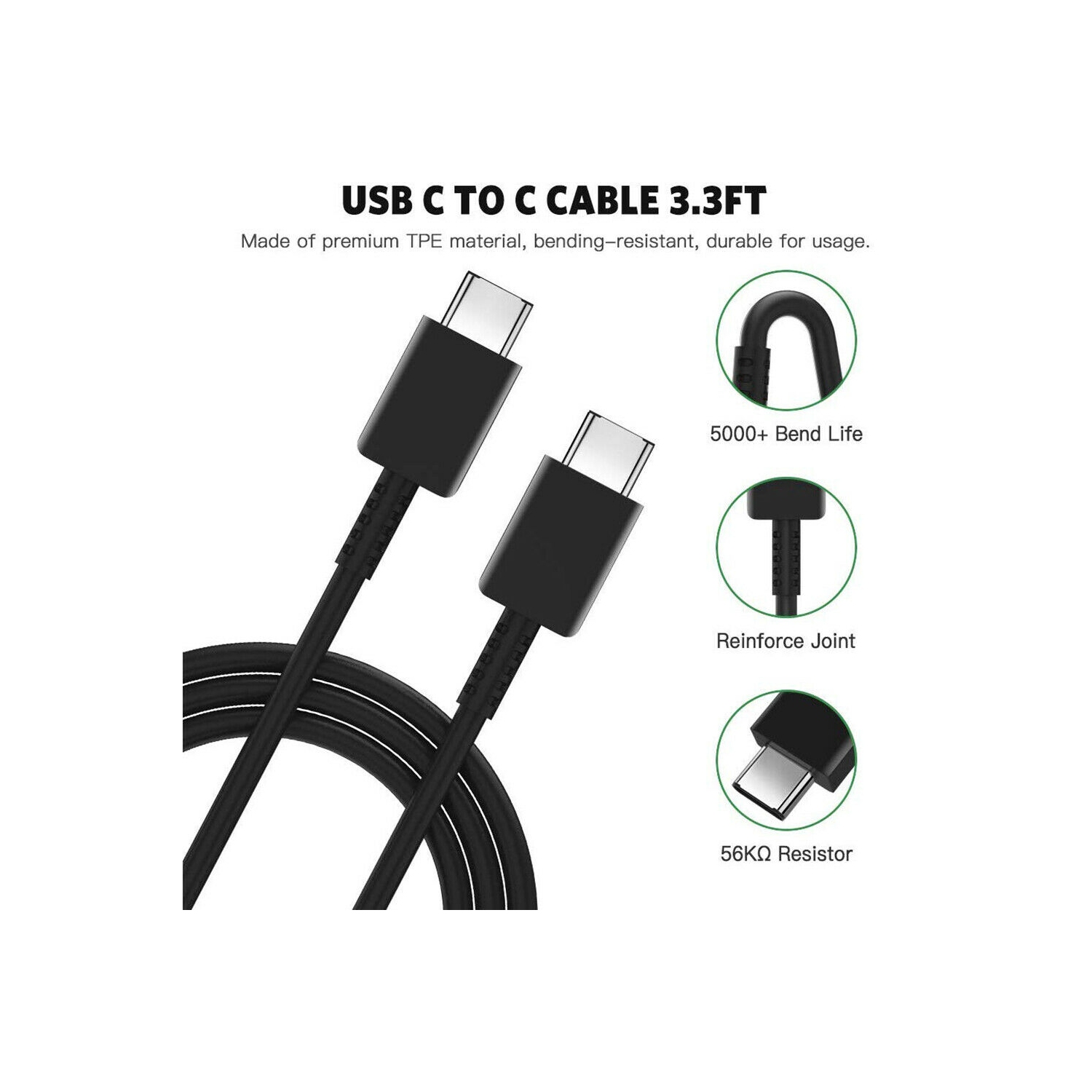 Adaptateur de chargeur mural USB-C PD Super Fast Charging PPS de 45 W + câble de type C de 1 m pour Galaxy S10 S20 Note 10 20 Ultra de Samsung - Noir