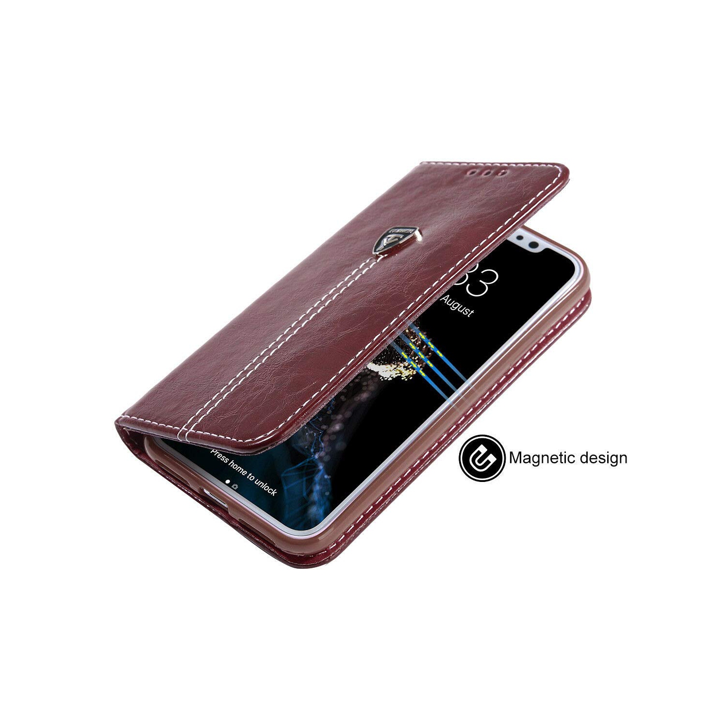 Coque Samsung Galaxy Note 20 Ultra Etui Housse Portefeuille en Cuir Véritable avec Fentes de Carte Fermeture à Aimant Support Anti-Choc Coque de