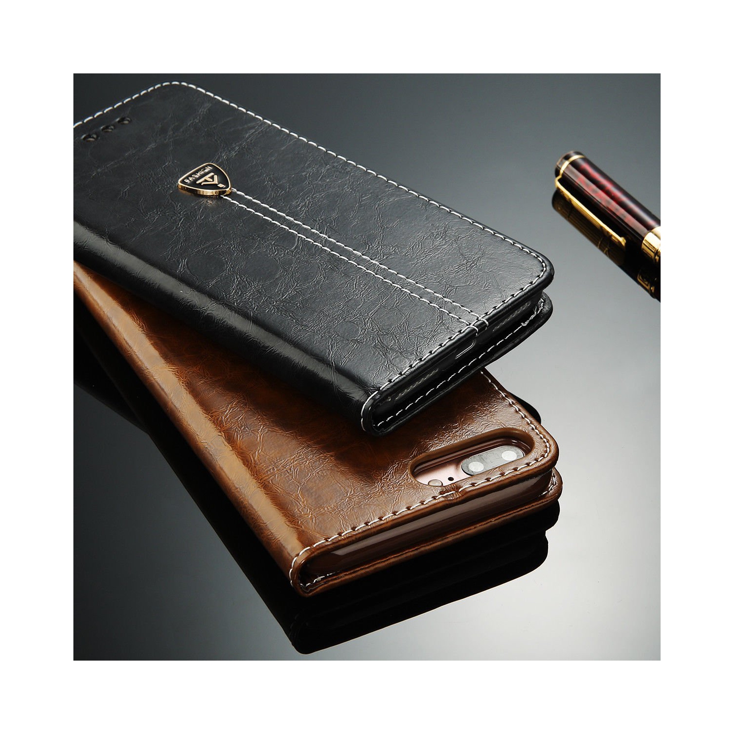 Coque Samsung Galaxy Note 20 Ultra Etui Housse Portefeuille en Cuir Véritable avec Fentes de Carte Fermeture à Aimant Support Anti-Choc Coque de