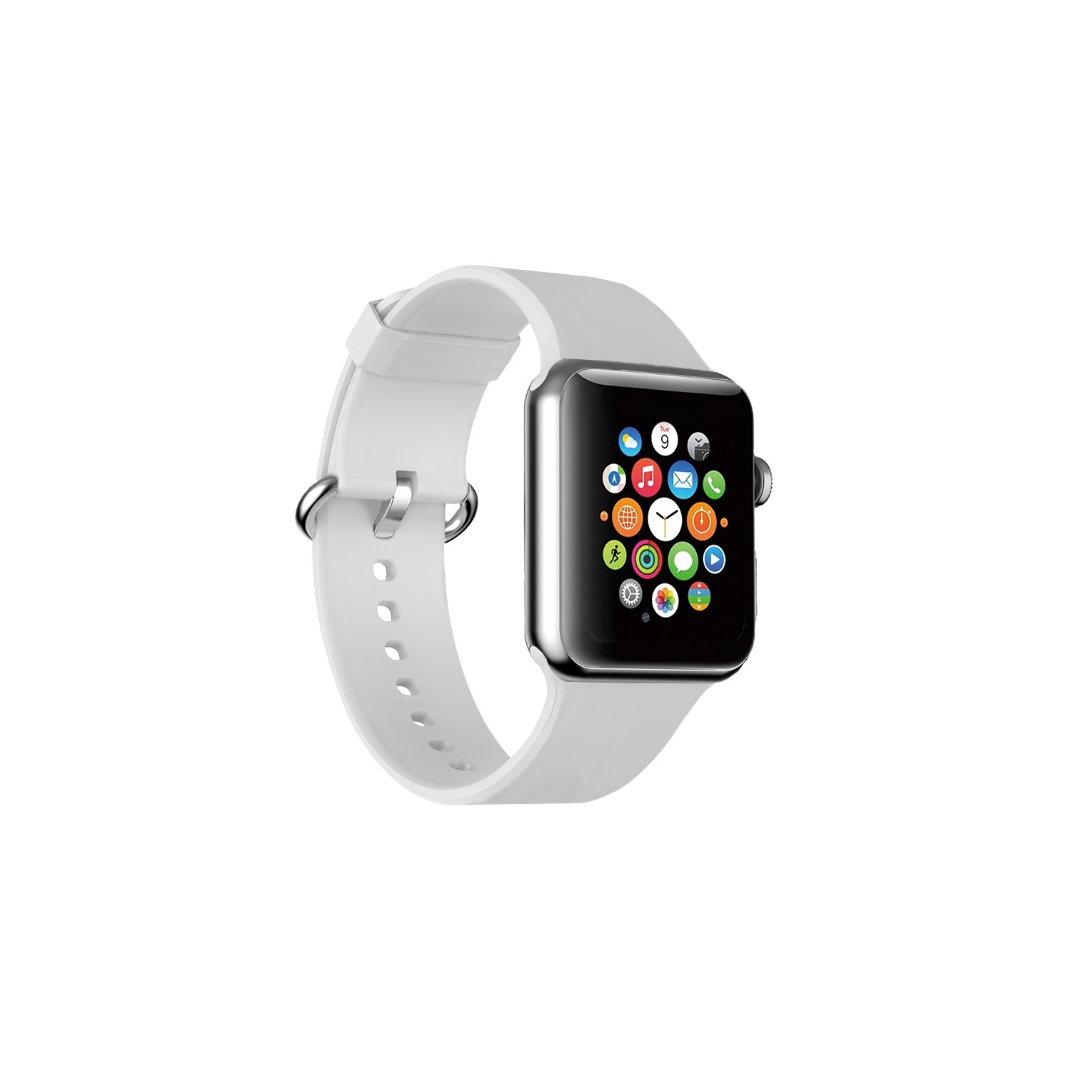 StrapsCo Premium Silicone Rubber Watch Band Strap for Apple Watch - 42mm/44mm - White - Short-Medium