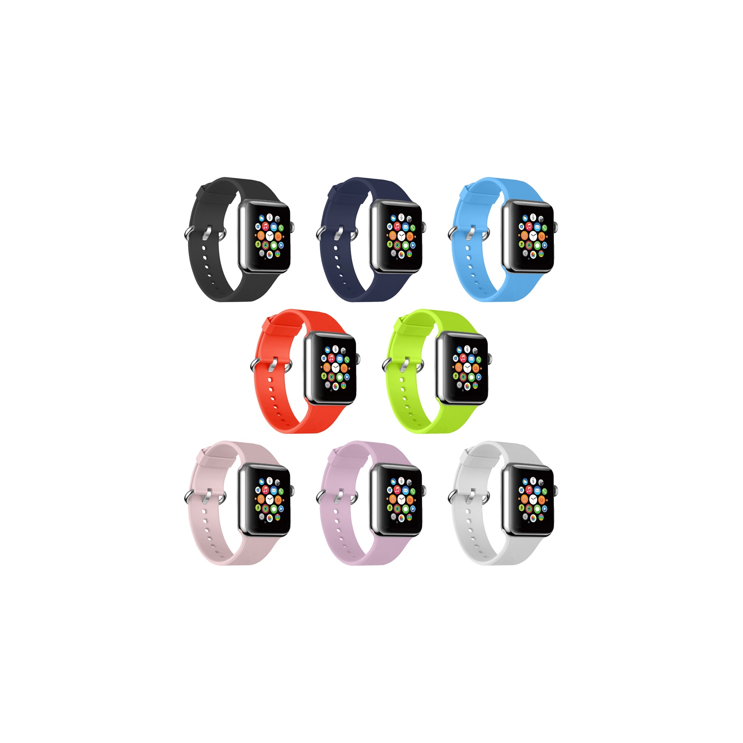 StrapsCo Premium Silicone Rubber Watch Band Strap for Apple Watch - 42mm/44mm - White - Short-Medium