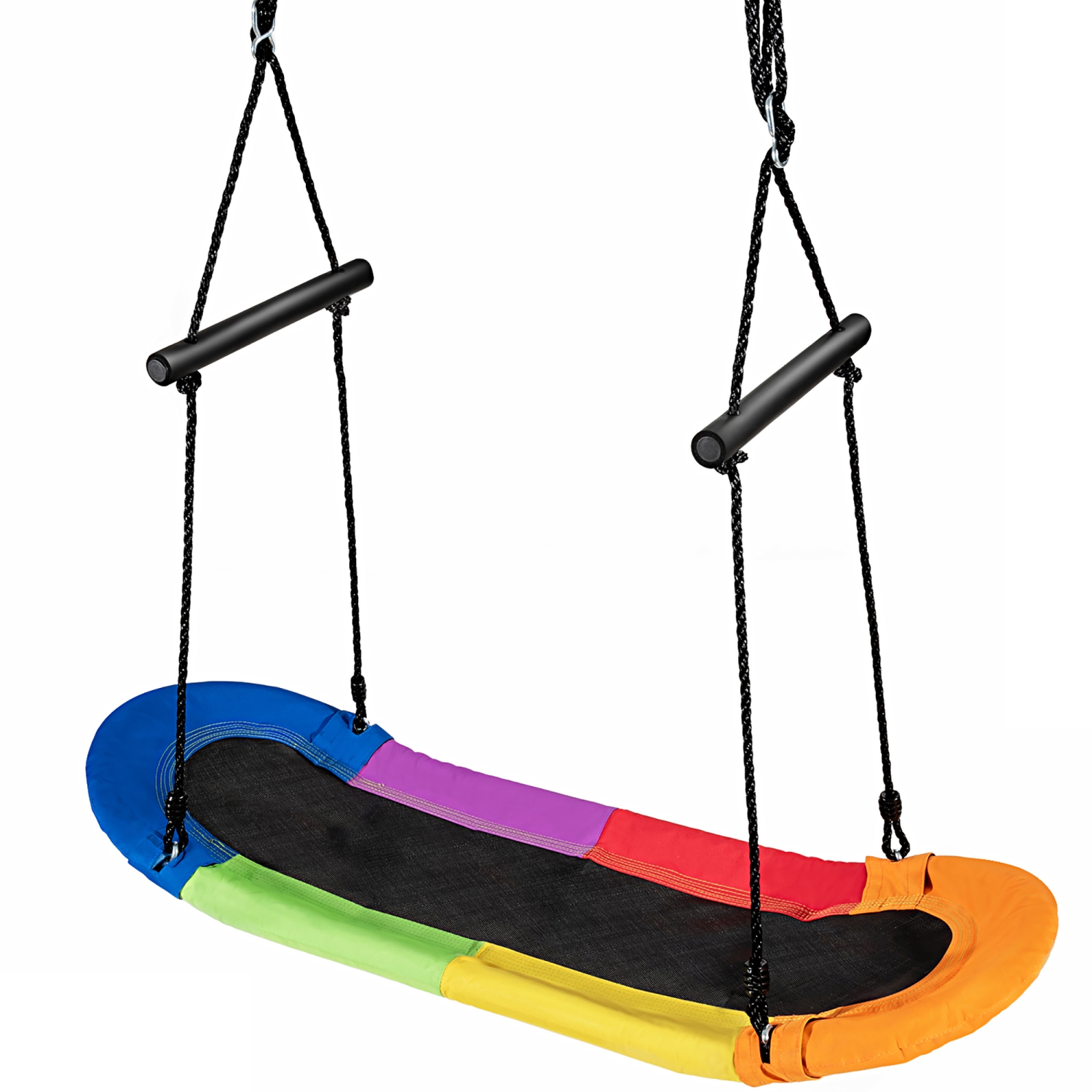 Costway Saucer Tree Swing Surf Kids Outdoor Adjustable Oval Platform Set w/ Handle