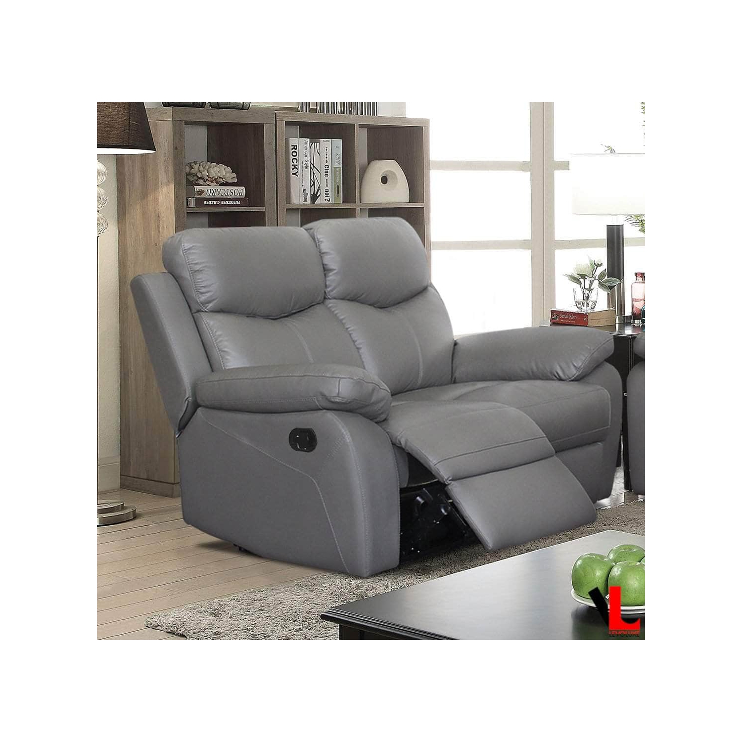 Levoluxe Aveon 62" Pillow Top Arm Reclining Loveseat in Leather Match