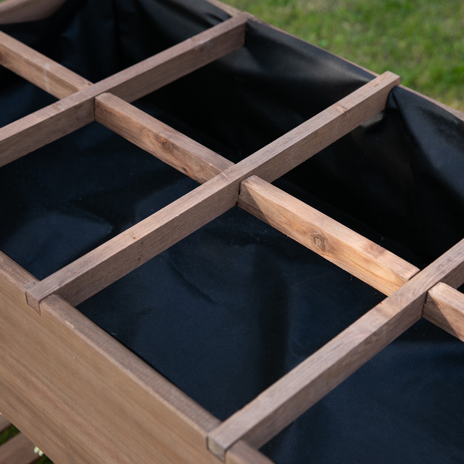 Outsunny Raised Garden Bed with 8 Grids and Storage Shelf, Elevated Planter Box with Legs, for Vegetables Flowers Herbs, Brown