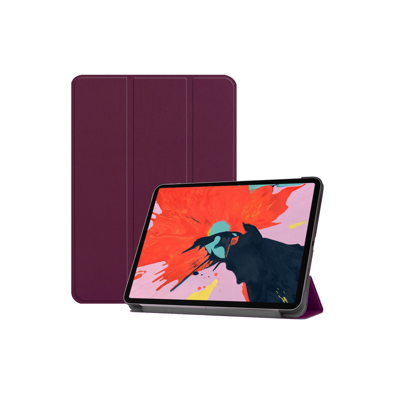 PANDACO Wine Leather Folio Case with Smart Cover for iPad Air 10.9-inch