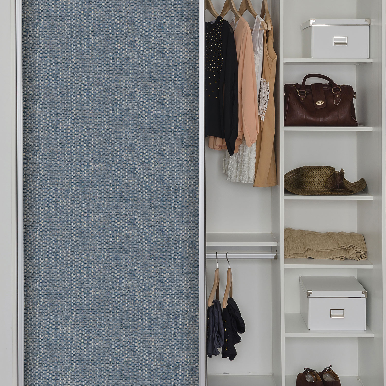 Papier peint autocollant Poplin Texture de NuWallpaper - Bleu marine