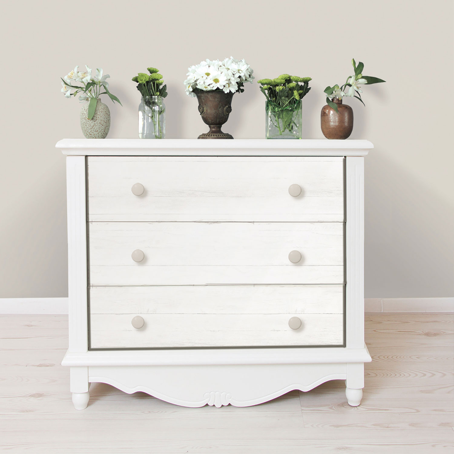 Papier peint autocollant à panneaux récupérés de NuWallpaper - Blanc