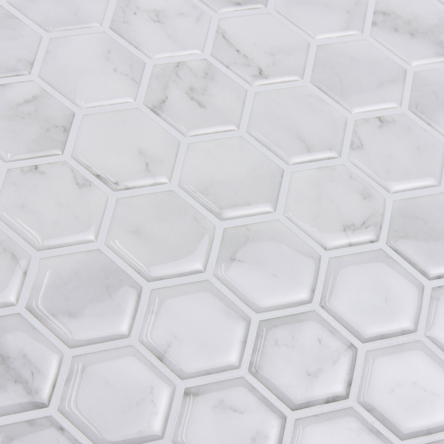 InHome Hexagon Marble Peel & Stick Backsplash Tiles - White