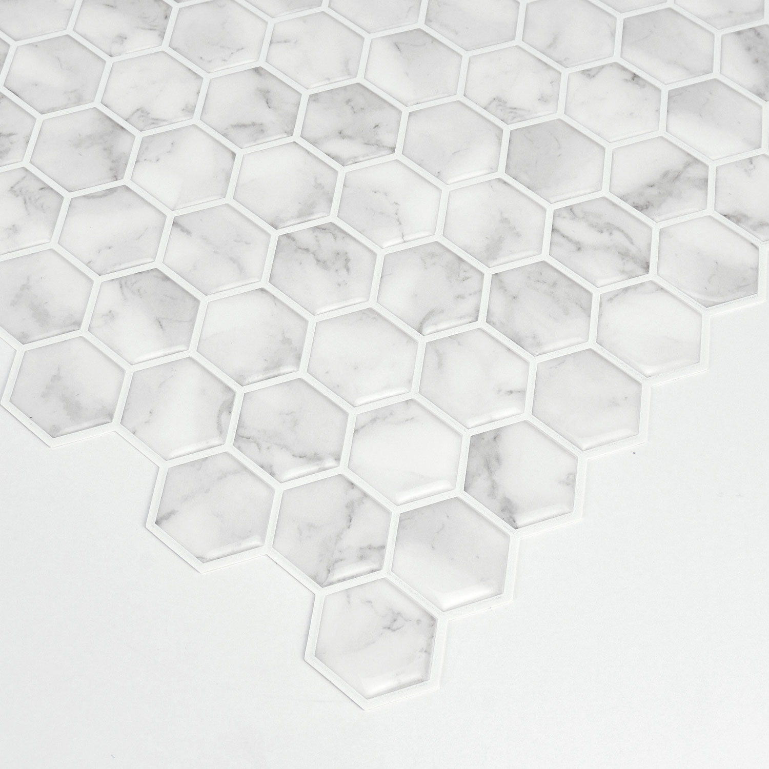 InHome Hexagon Marble Peel & Stick Backsplash Tiles - White
