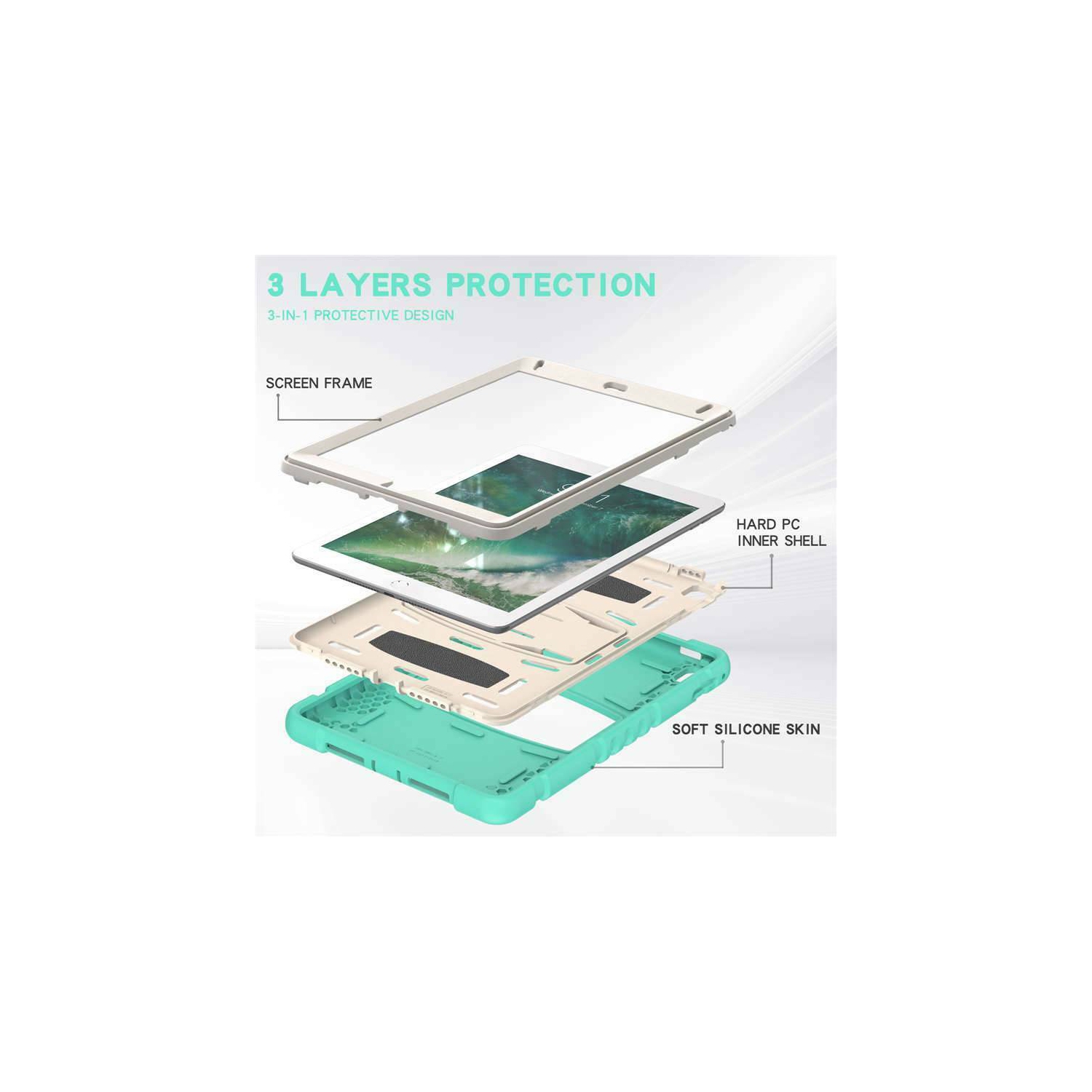 Étui de béquille rigide antichoc robuste Défenseur pour iPad Air 1 2 1st 2nd Gen / Pro 9.7", Menthe