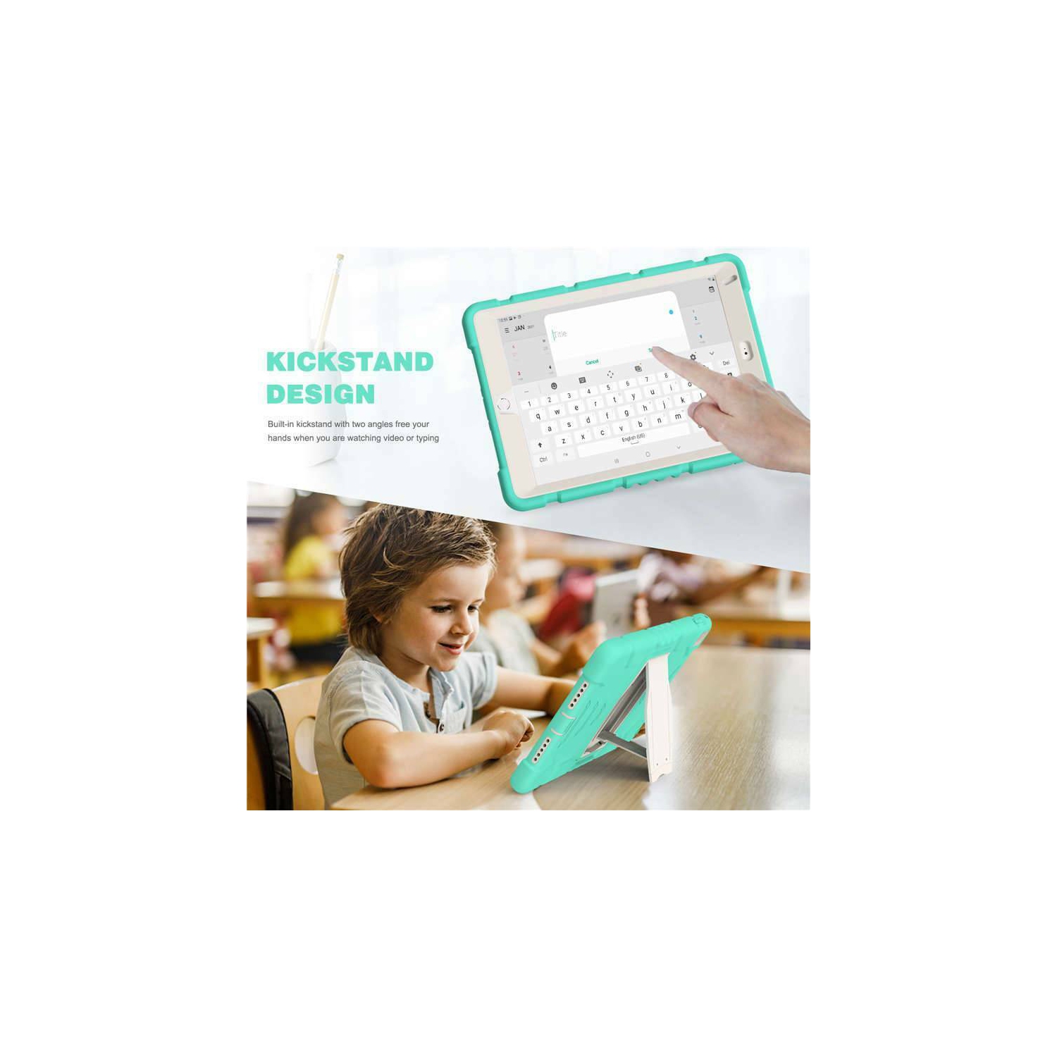 Étui de béquille rigide antichoc robuste Défenseur pour iPad Air 1 2 1st 2nd Gen / Pro 9.7", Menthe