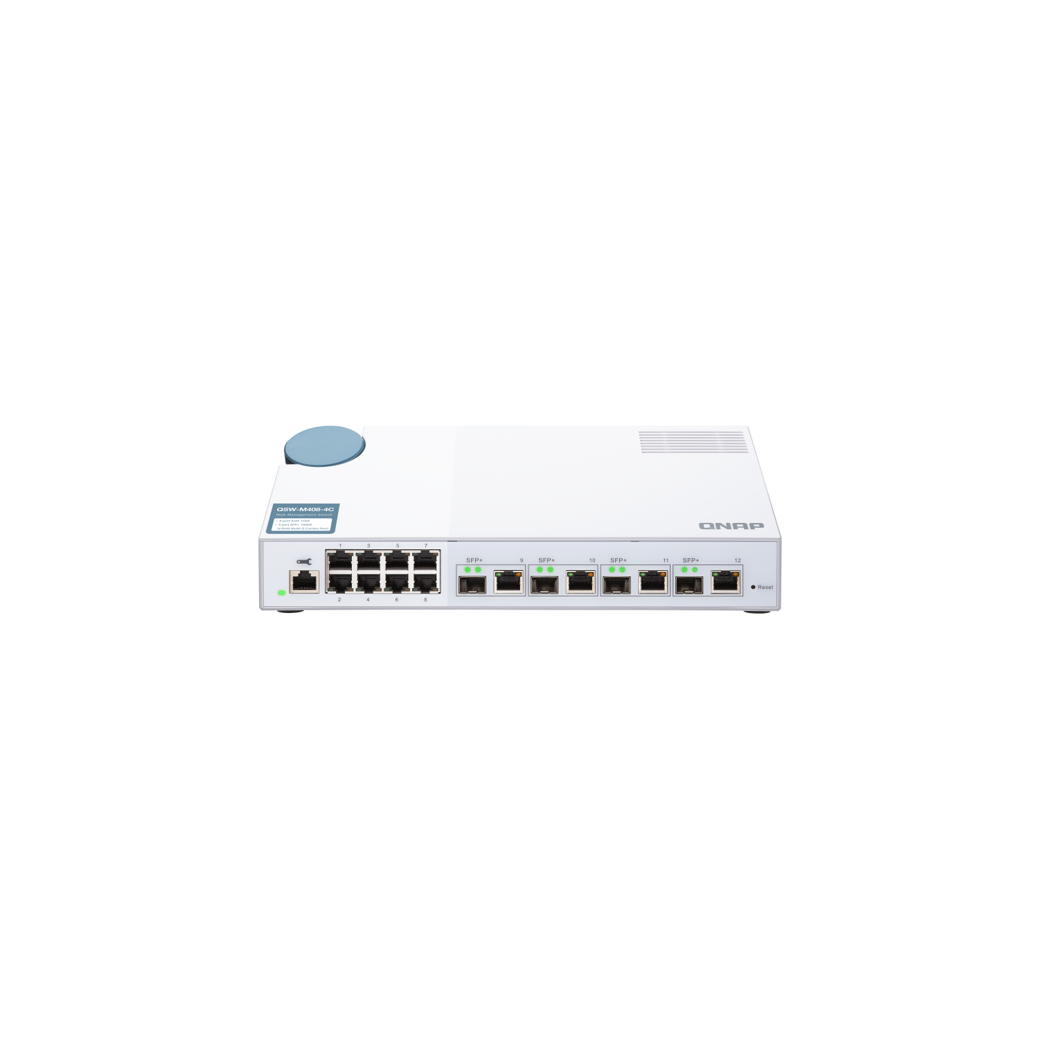 QNAP – Commutateur géré QSW-M408-4C-US 10 GbE, combiné SFP+/RJ45 10 GbE à 4 ports et Gigabit à 8 ports
