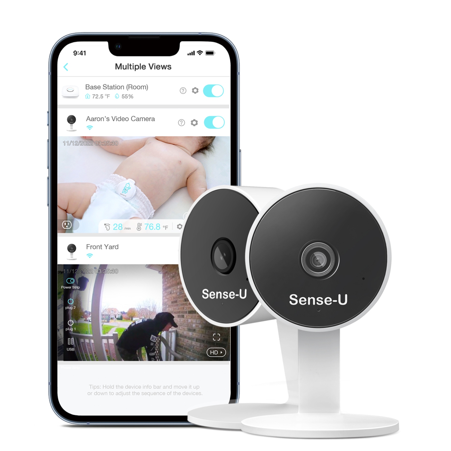 Sense-U Video Baby Monitor Camera 2pcs with 1080P HD Video, 2-Way 