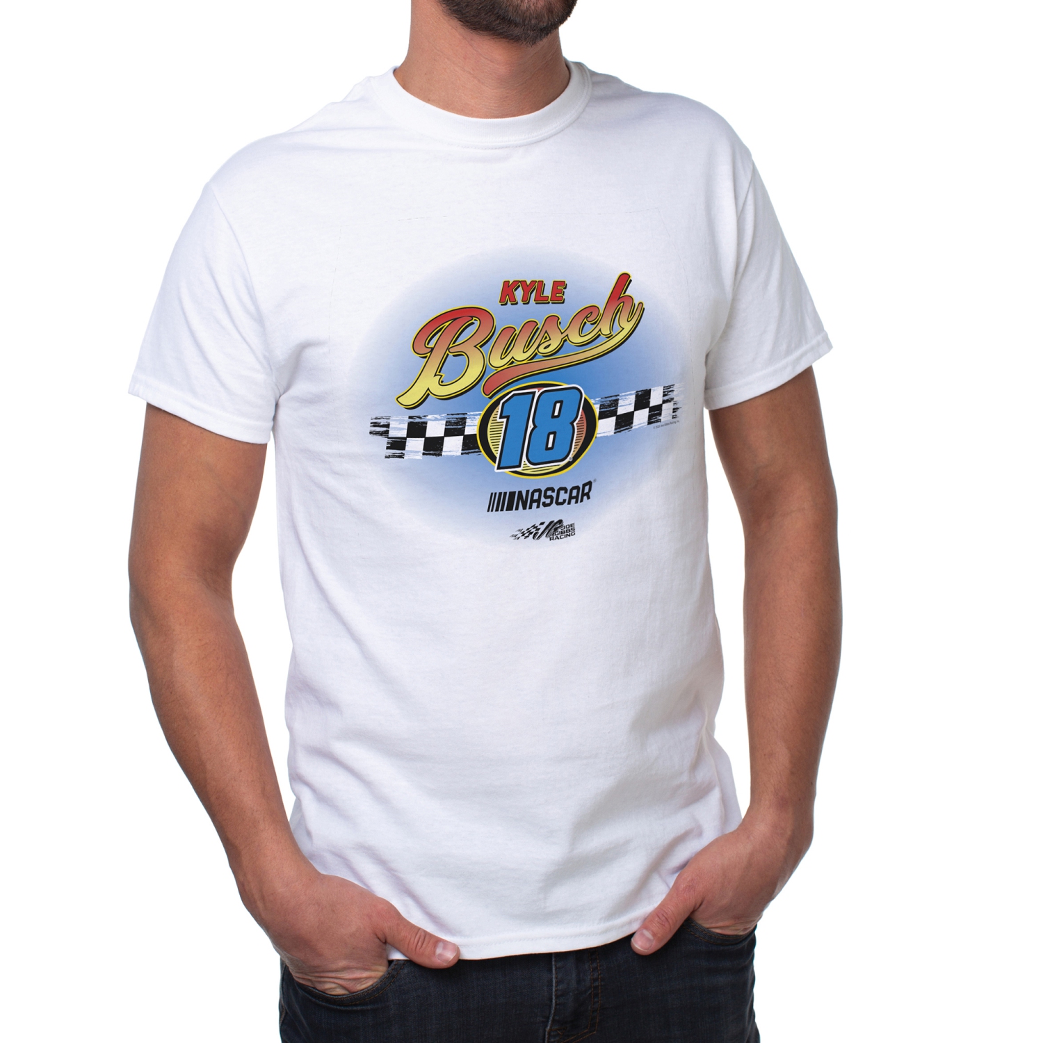 NASCAR Mens Classic Crew Tee - Kyle Busch - 11 White by DelSol for Men - 1 Pc T-Shirt (S)