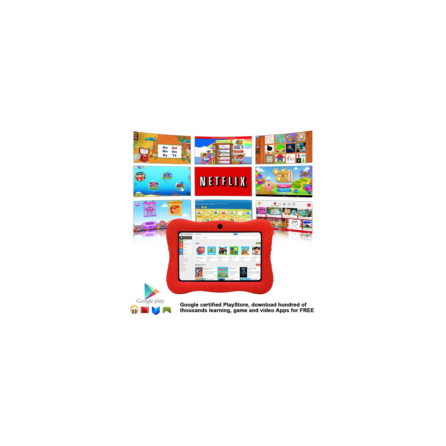 Contixo V9 Kids Tablet, 7" Inch HD, Wi-Fi , Educational Apps Pre-Installed, Parental Control - Android 11, 16GB, Learning Tablet for Kids Ages 3-7