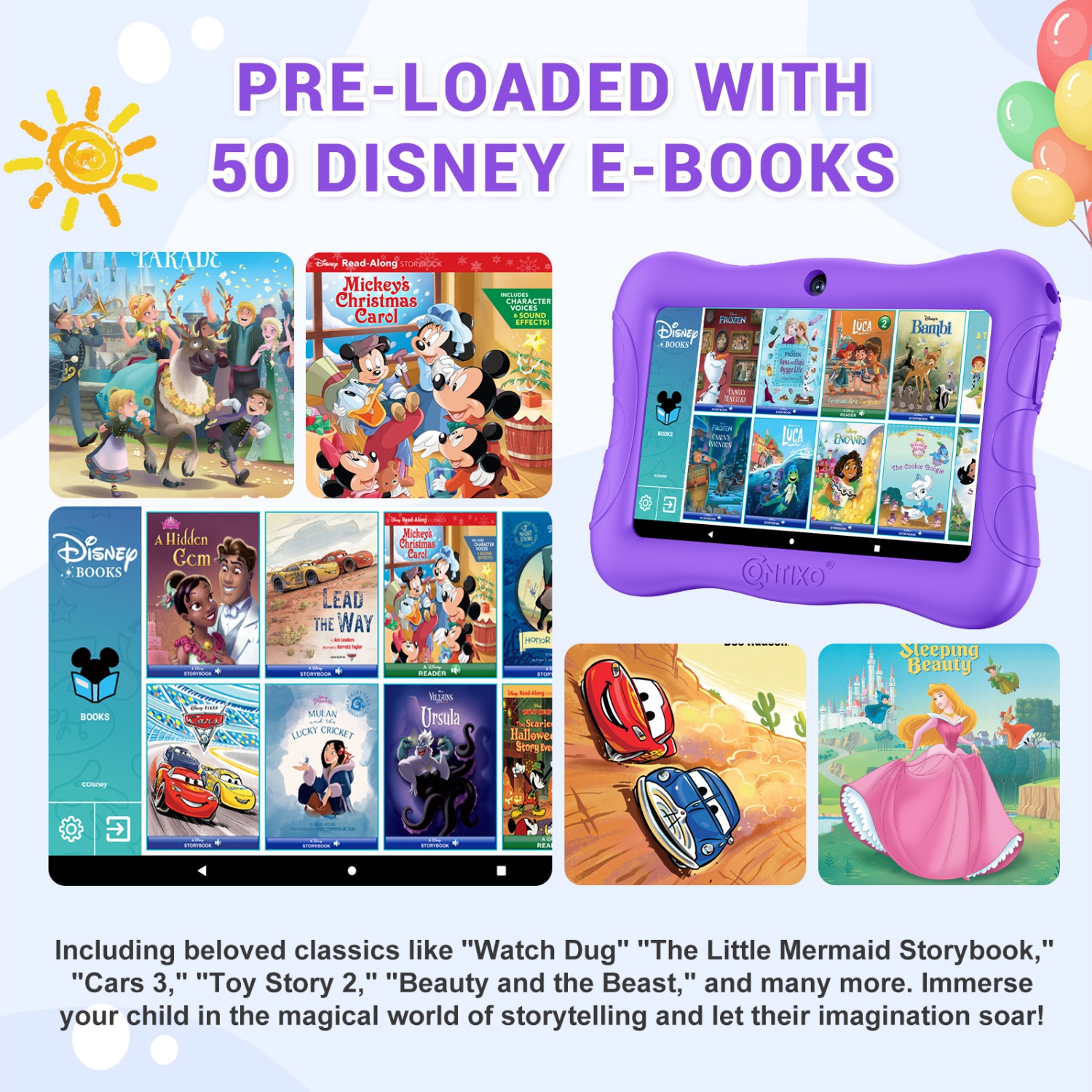 Contixo – Tablette pour enfants de 7&nbsp;po, 50 livres numériques Disney GRATUITS, 32&nbsp;Go, tablette Android éducative pour enfants de 3 à 7 ans,