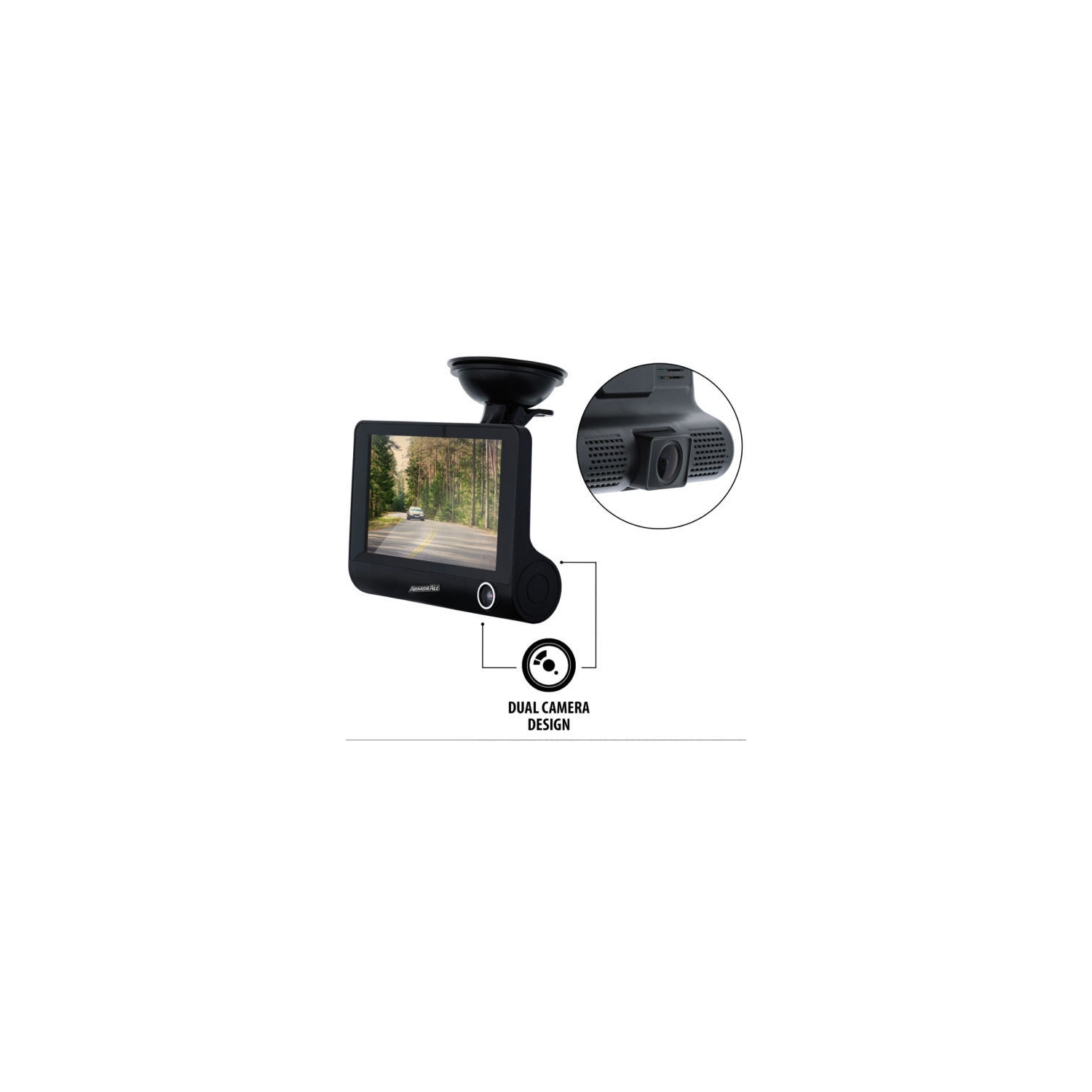 Armorall 1080P Dual Lens Dash Camera W/4" Lcd