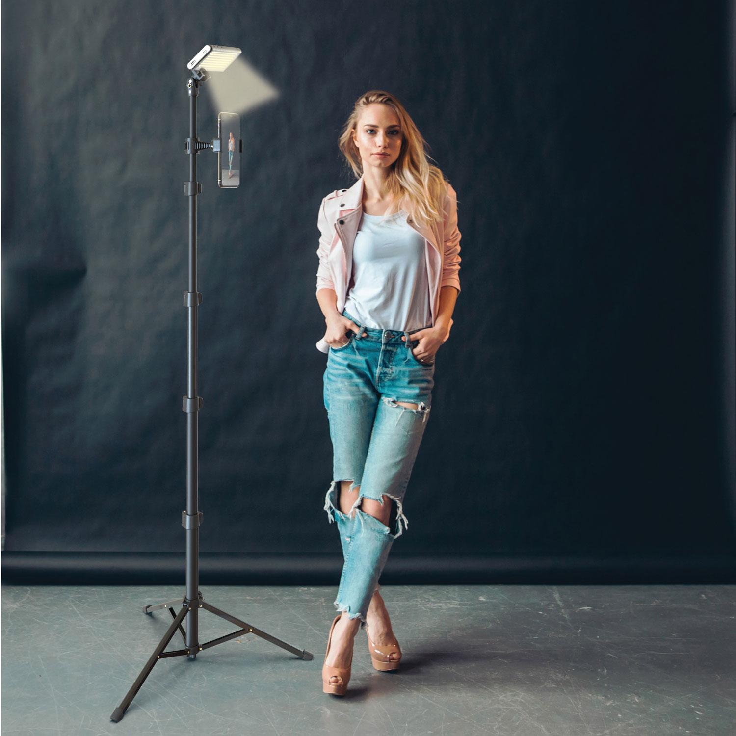 Support de plancher de Digipower pour téléphone/appareil photo/lampe DEL Pro