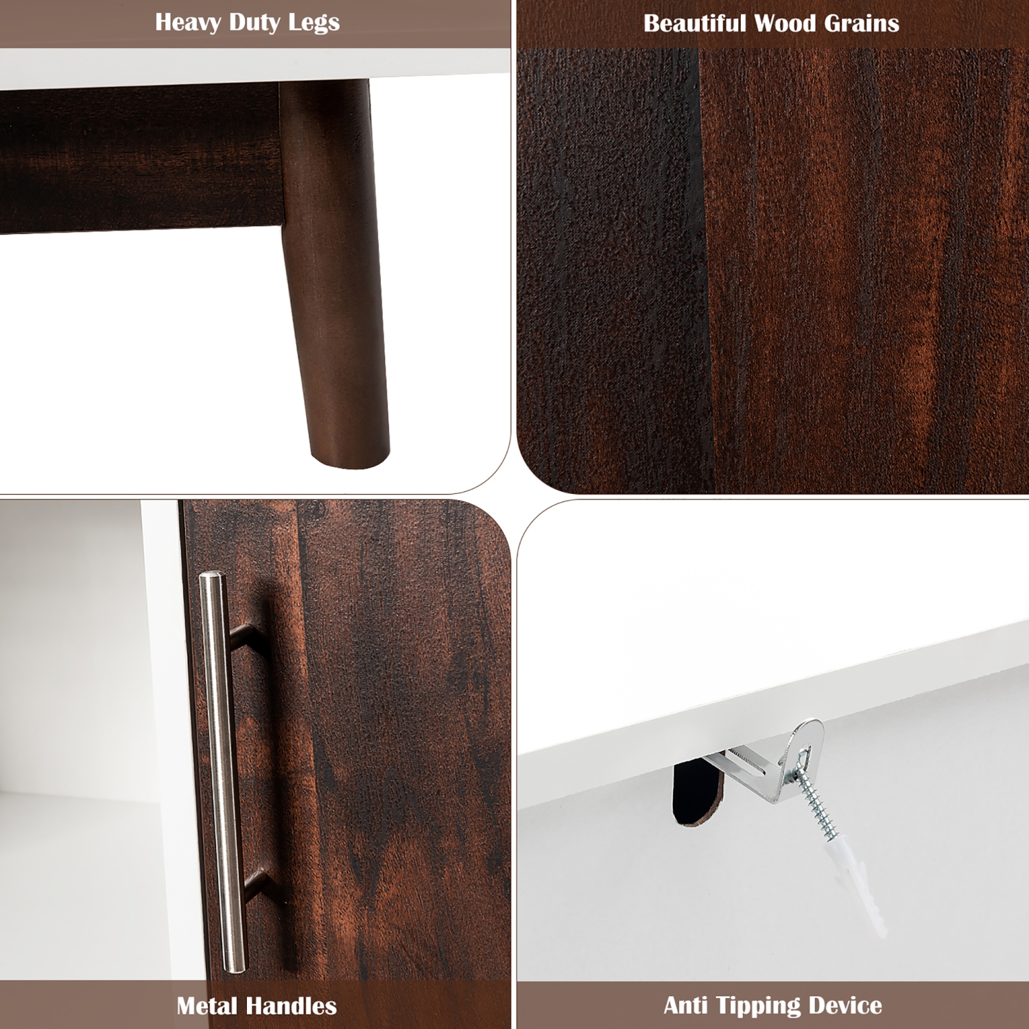 Costway Wood Display Storage Cabinet Console Table TV Stand Multipurpose w/ Door & Shelf