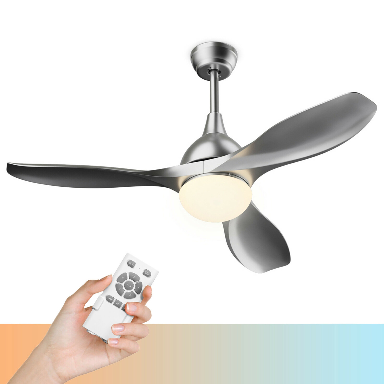 Costway 48" Ceiling Fan w/ Remote Control Dimmable LED Light Modern Reversible Blades