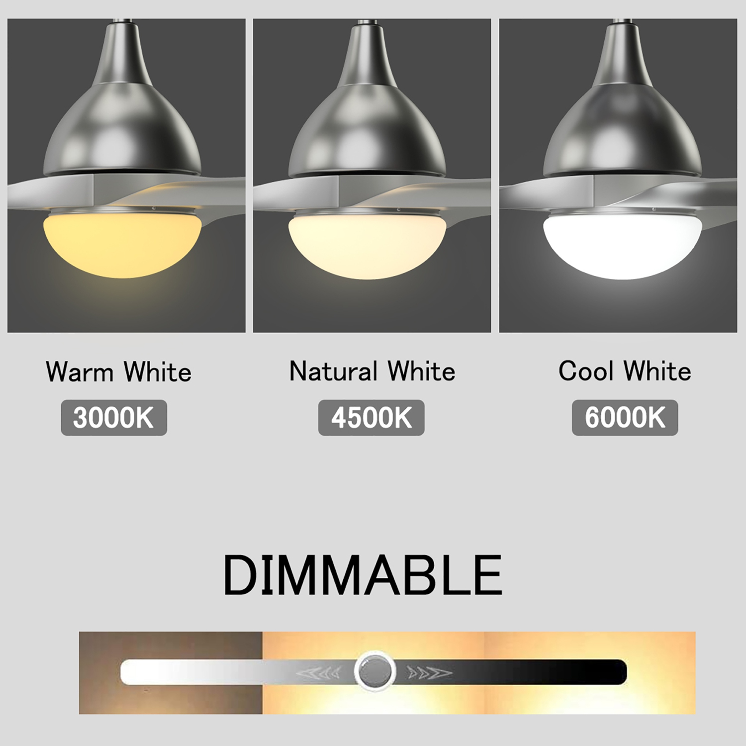 Costway 48" Ceiling Fan w/ Remote Control Dimmable LED Light Modern Reversible Blades