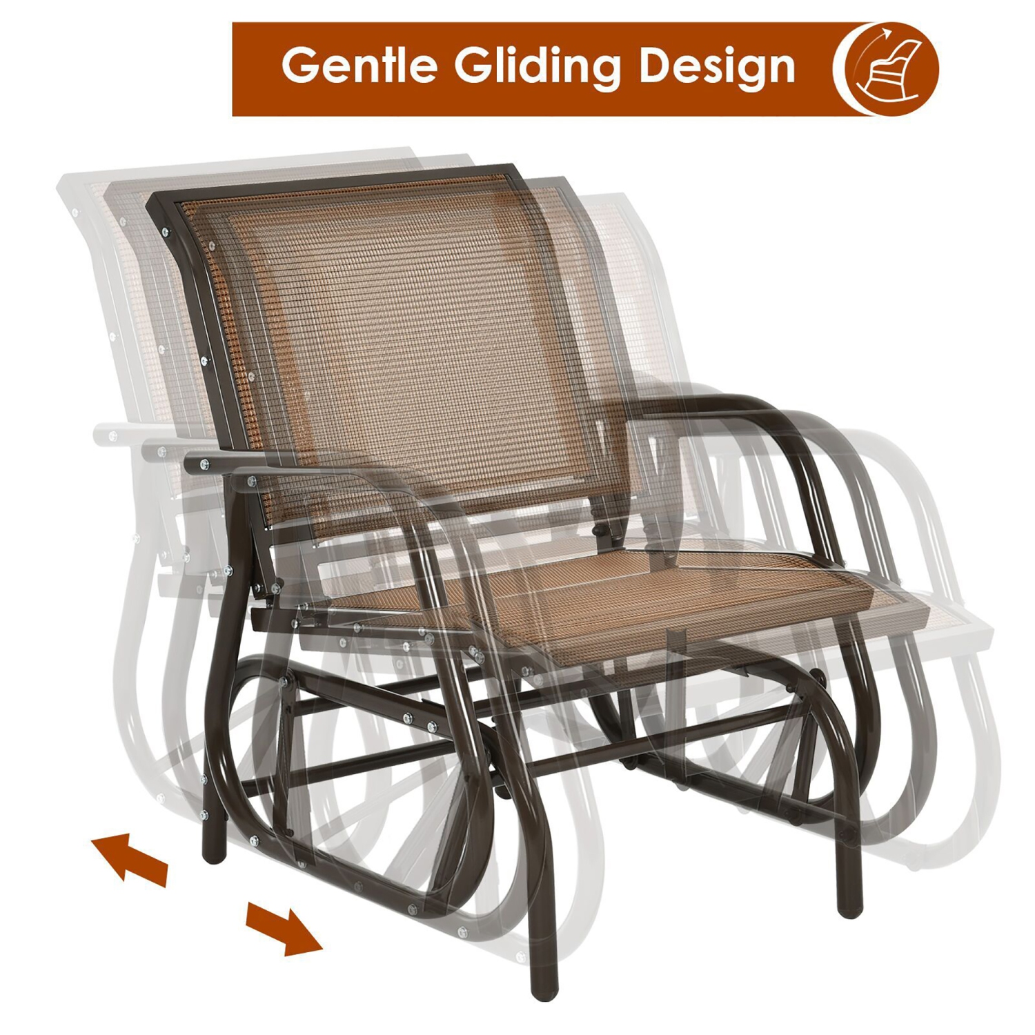 Costway Outdoor Single Swing Glider Rocking Chair Armrest Garden Porch Backyard