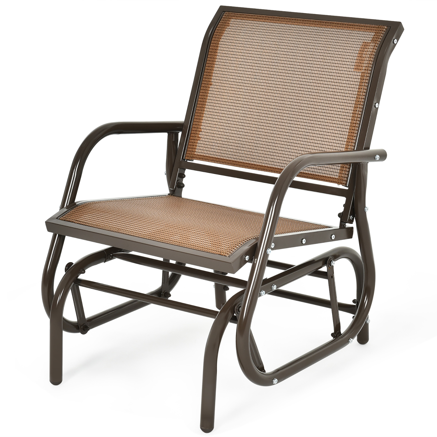 Costway Outdoor Single Swing Glider Rocking Chair Armrest Garden Porch Backyard