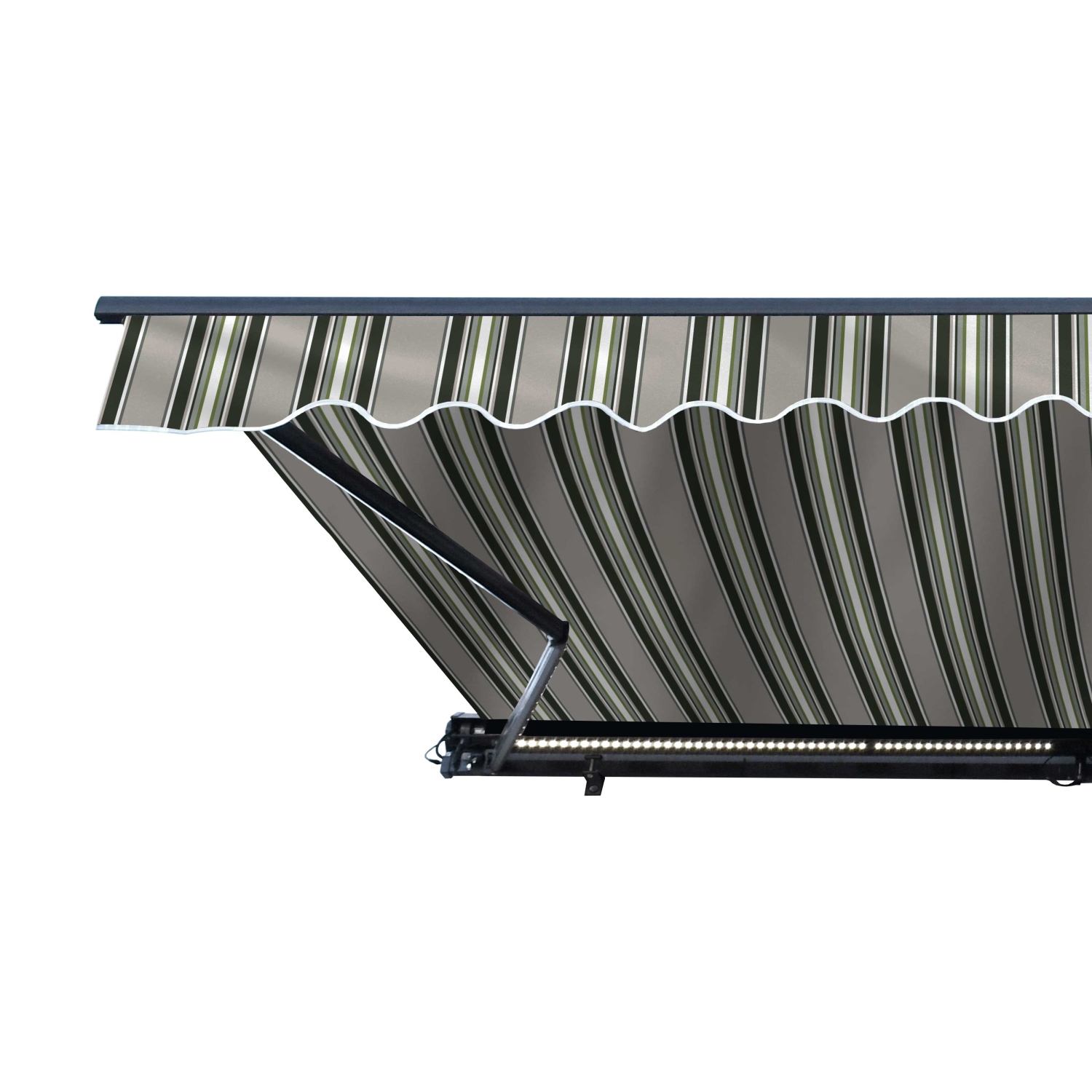 ALEKO AWCL20X10MSGR58 Motorized LED Half Cassette Retractable Awning 20 X 10 Feet, Multi-Stripe Green