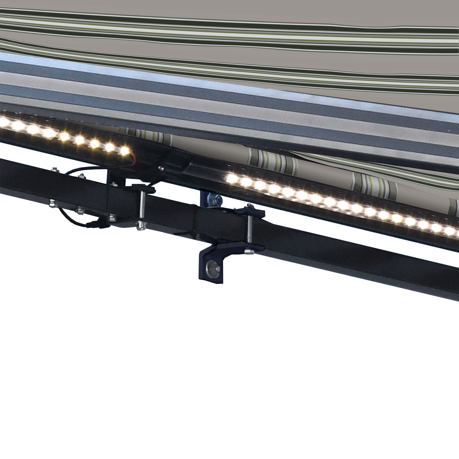ALEKO AWCL16X10MSGR58 Motorized LED Half Cassette Retractable Awning 16 X 10 Feet, Multi-Stripe Green