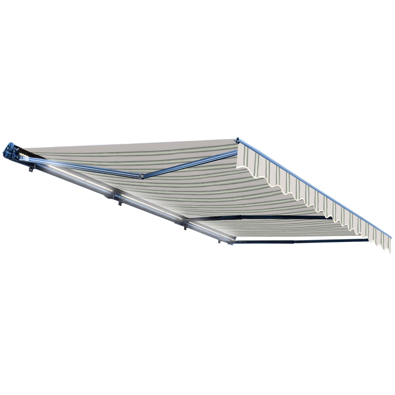 ALEKO AWCL16X10MSGR58 Motorized LED Half Cassette Retractable Awning 16 X 10 Feet, Multi-Stripe Green