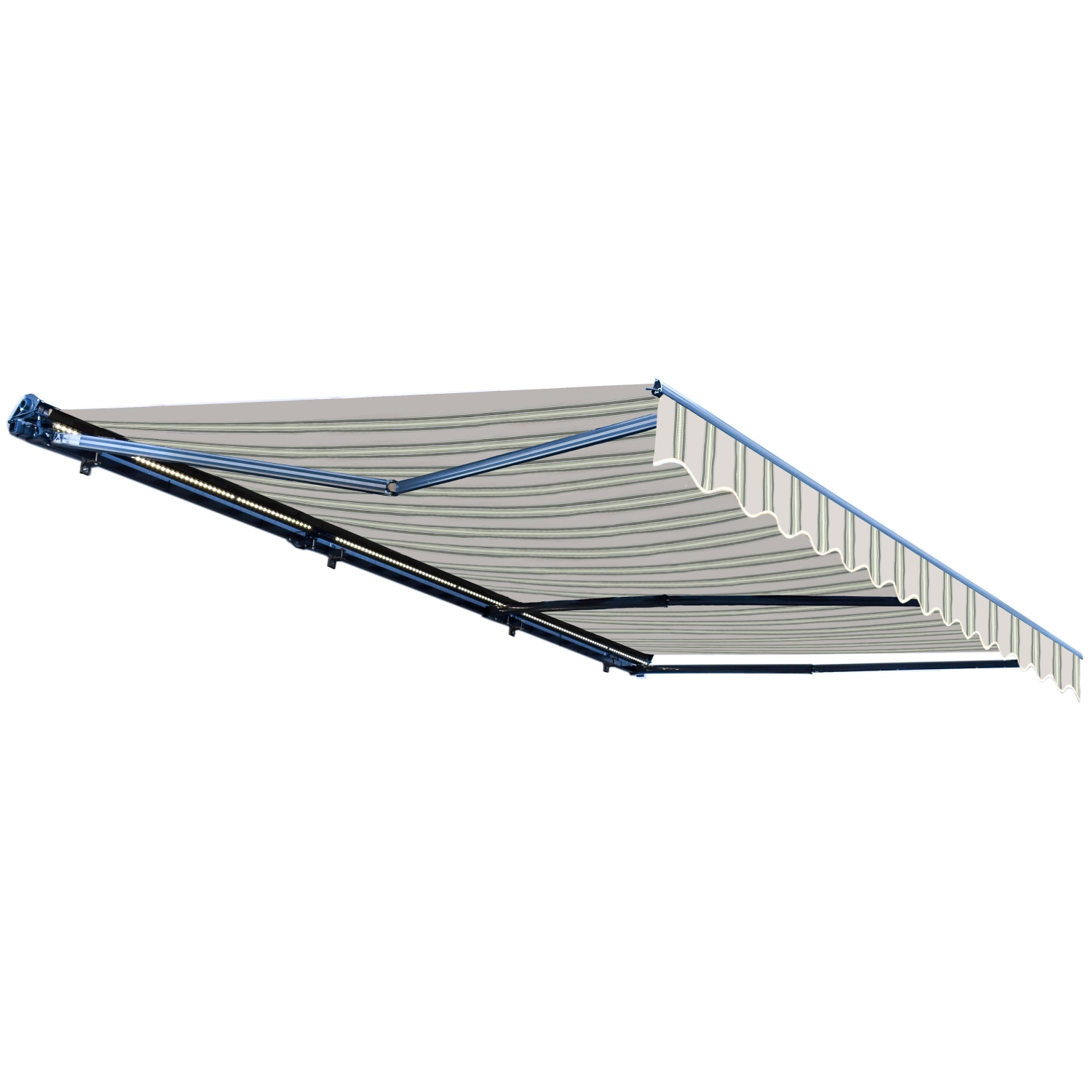 ALEKO AWCL16X10MSGR58 Motorized LED Half Cassette Retractable Awning 16 X 10 Feet, Multi-Stripe Green