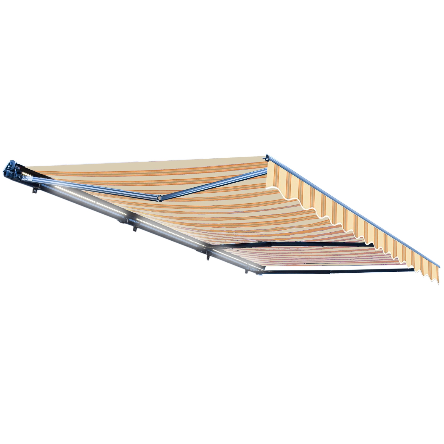 ALEKO AWCL20X10MSY315 Motorized LED Half Cassette Retractable Awning 20 X 10 Feet, Multi-Stripe Yellow